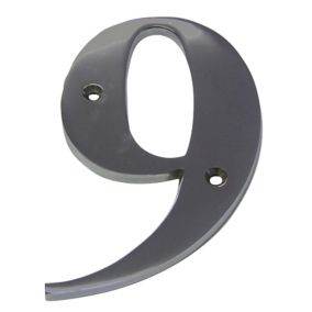 The House Nameplate Company Polished Chrome effect Brass House number 9, (H)150mm (W)85mm