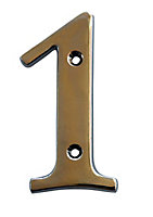 The House Nameplate Company Polished Chrome effect Metal House number 1, (H)100mm (W)63mm