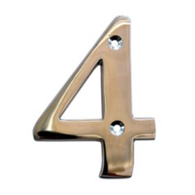 The House Nameplate Company Polished Chrome effect Metal House number 4, (H)100mm (W)63mm