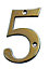 The House Nameplate Company Polished Chrome effect Metal House number 5, (H)100mm (W)63mm