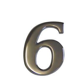 The House Nameplate Company Polished Chrome-plated Metal Self-adhesive House number 6, (H)60mm (W)40mm