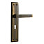 The House Nameplate Company Premier Antique brass effect Brass Straight Lock Door handle (L)100mm, Set