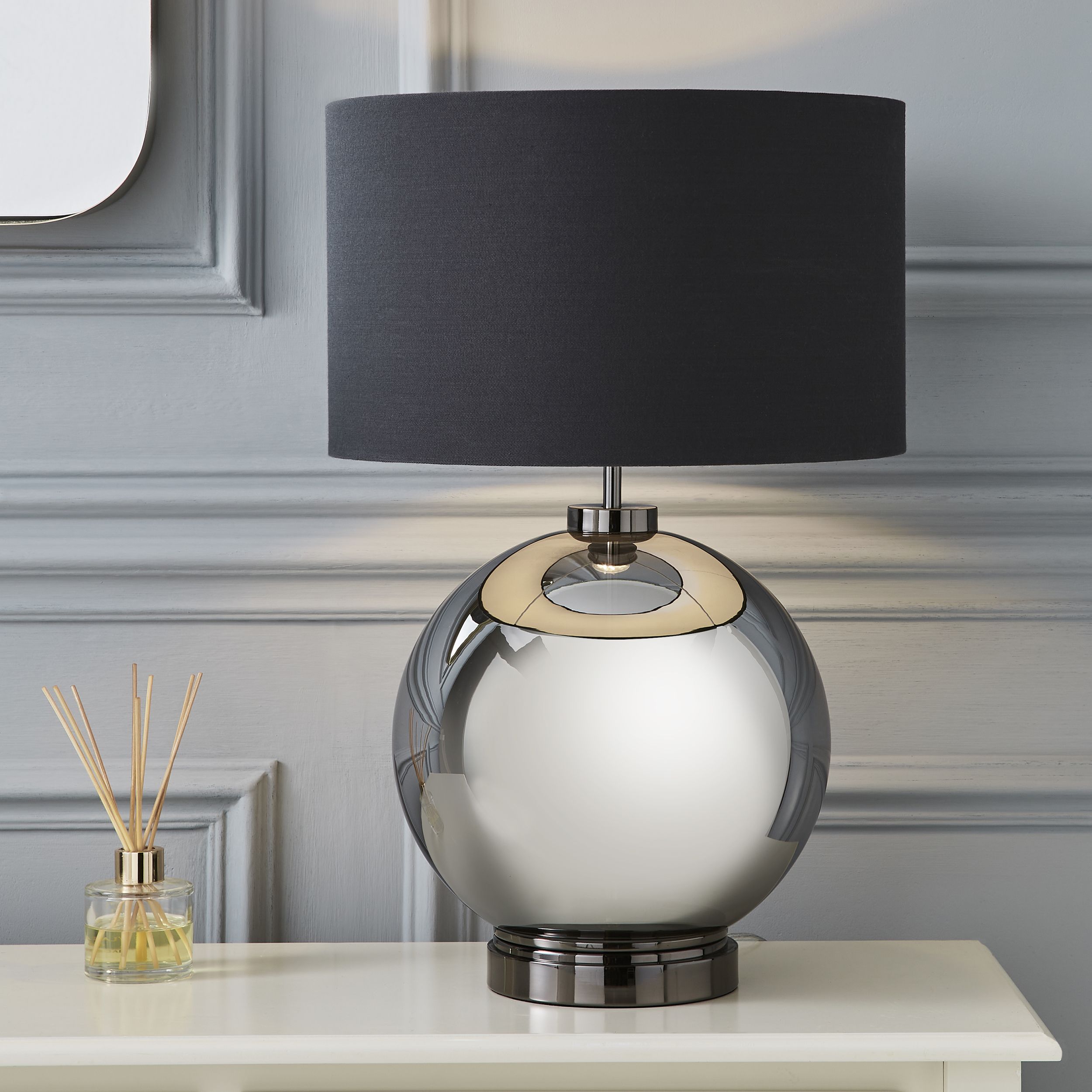 The Lighting Edit Carina Ball Black nickel effect Round Table lamp