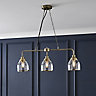 The Lighting Edit Catio Satin antique brass Antique brass effect 3 Lamp Pendant ceiling light, (Dia)730mm
