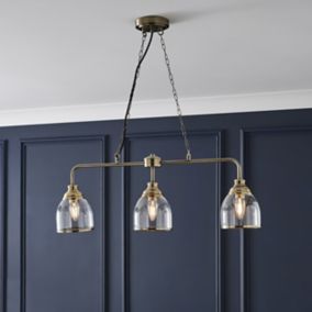 The Lighting Edit Catio Satin antique brass Antique brass effect 3 Lamp Pendant ceiling light, (Dia)730mm