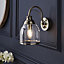 The Lighting Edit Catio Satin Antique brass effect Wired Wall light