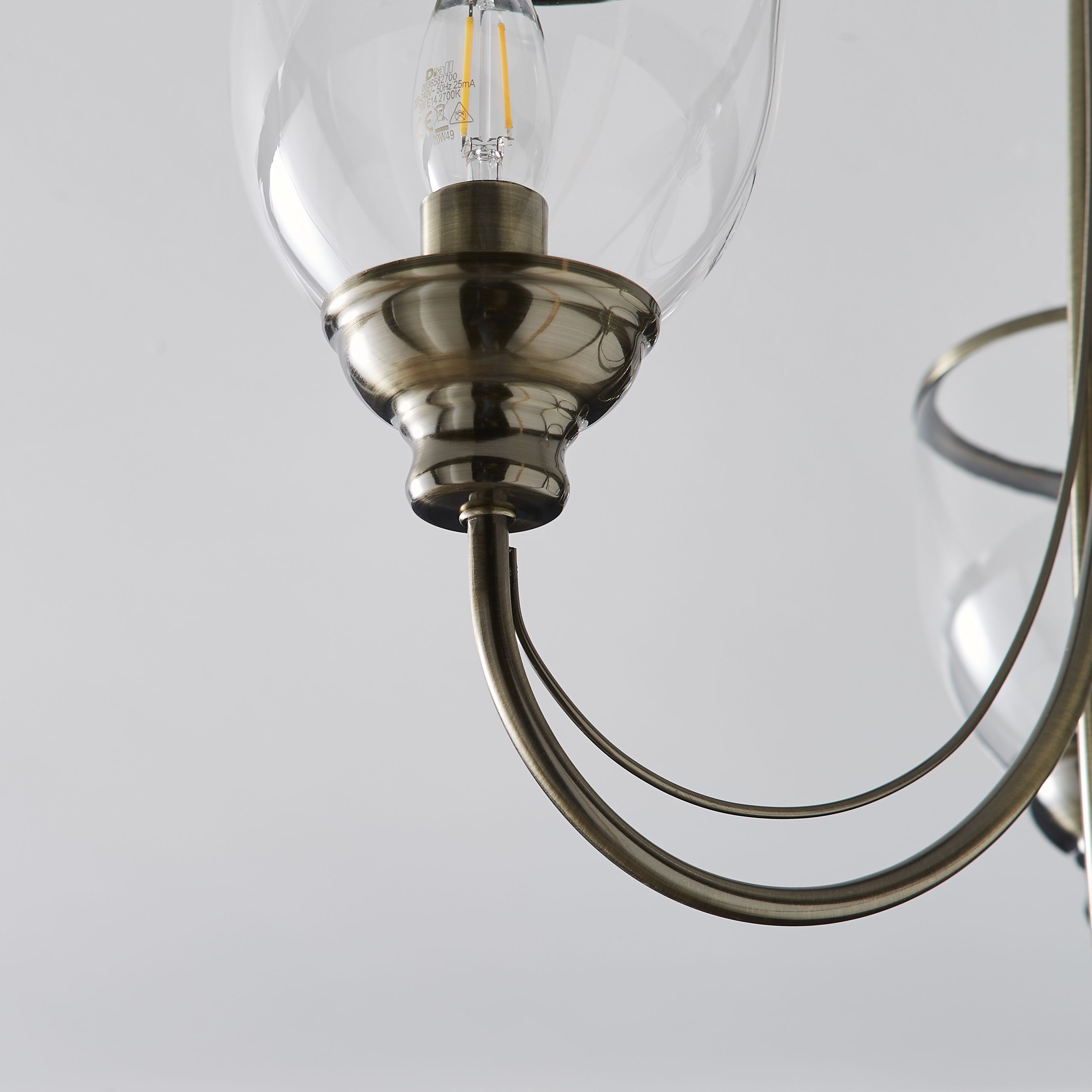 The Lighting Edit Catio Satin Glass & metal antique brass Antique brass effect 3 Lamp Ceiling light