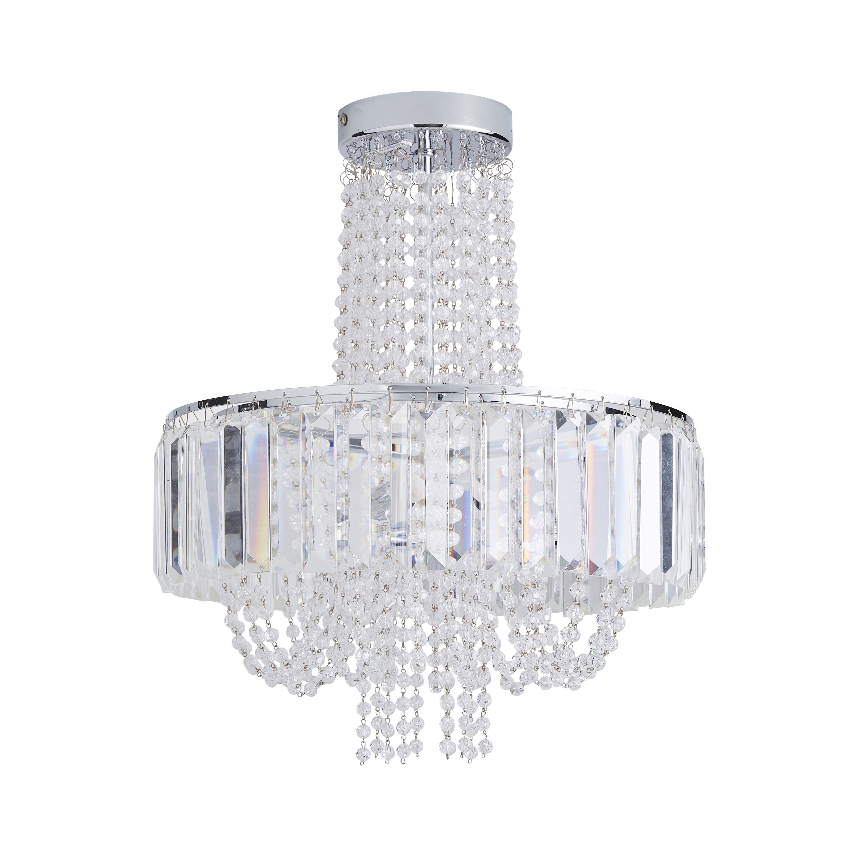 The Lighting Edit Cerro Crystal Chrome effect 3 Lamp Pendant ceiling light, (Dia)360mm