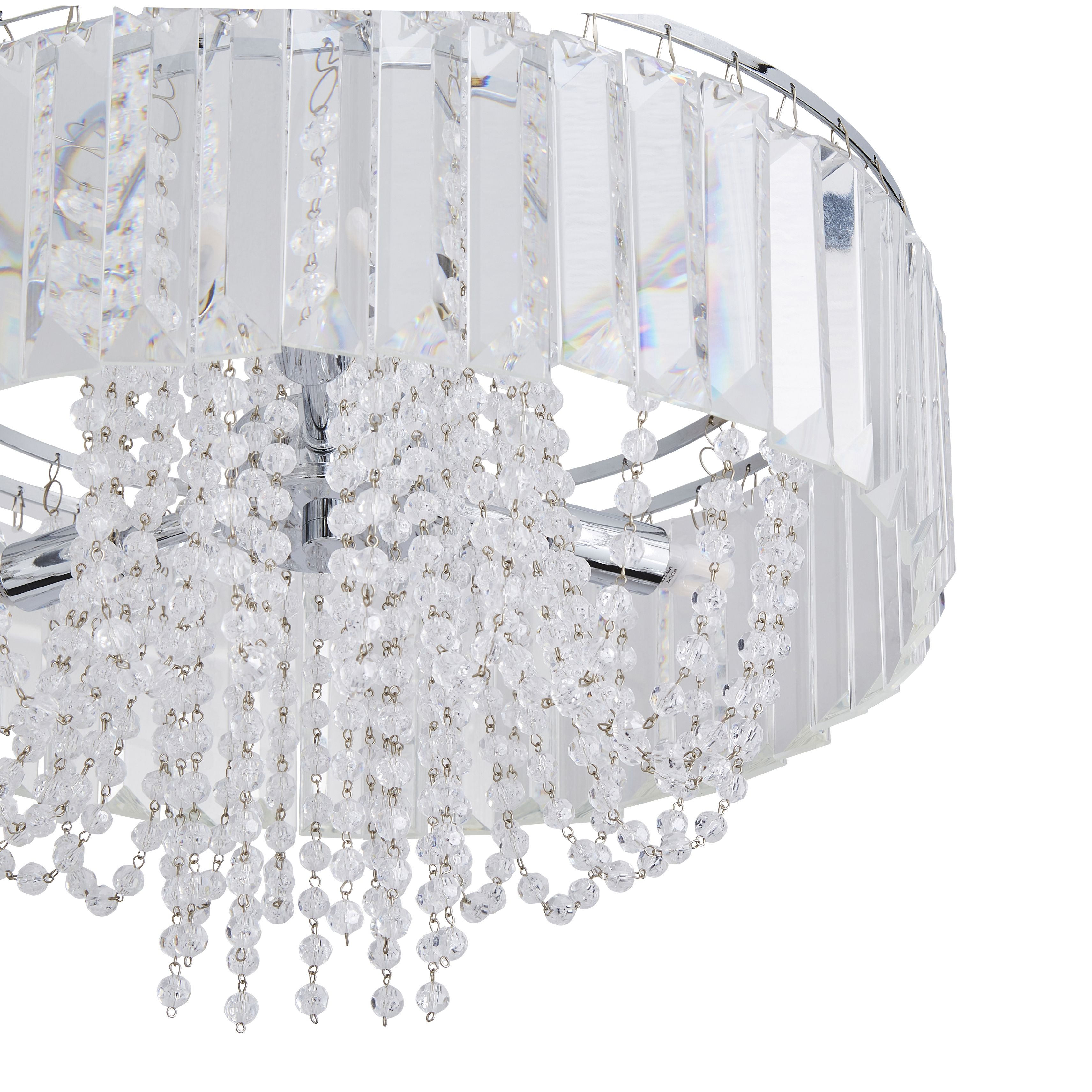 The Lighting Edit Cerro Crystal Chrome effect 3 Lamp Pendant ceiling light, (Dia)360mm
