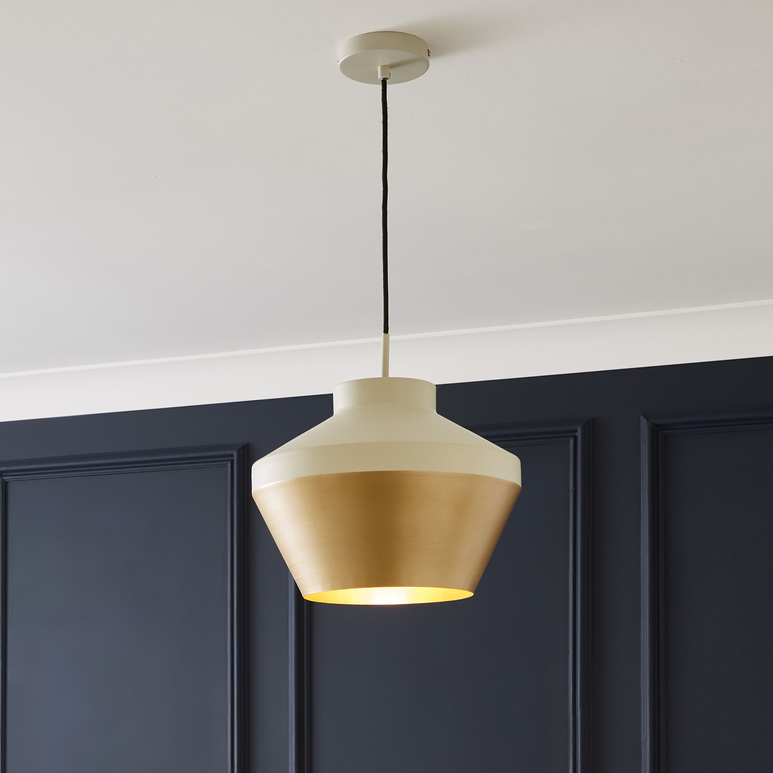 The Lighting Edit Dina Matt Ivory Brass effect Pendant ceiling light, (Dia)320mm