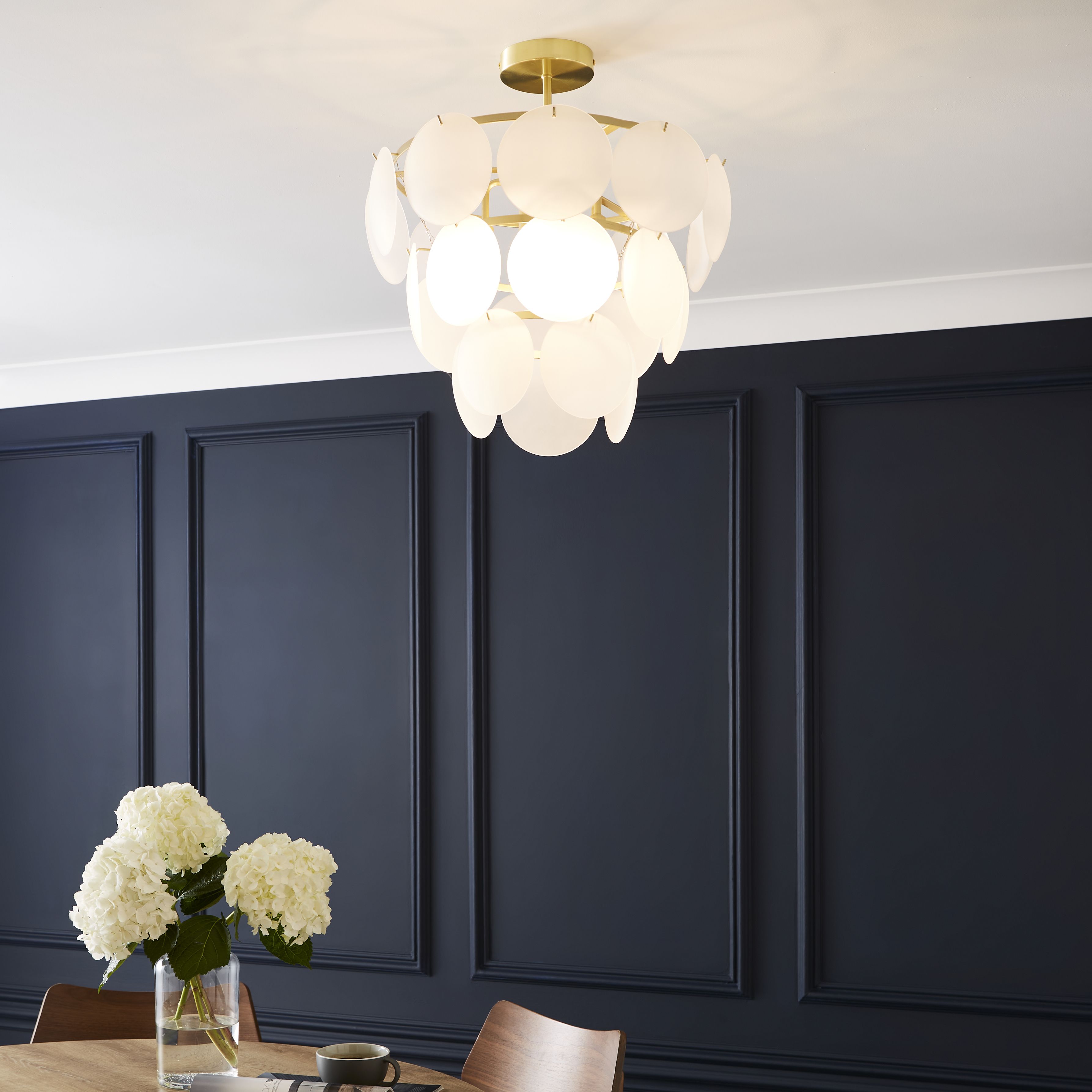 The Lighting Edit Dyna Panel Satin Bronze effect Pendant ceiling light, (Dia)320mm