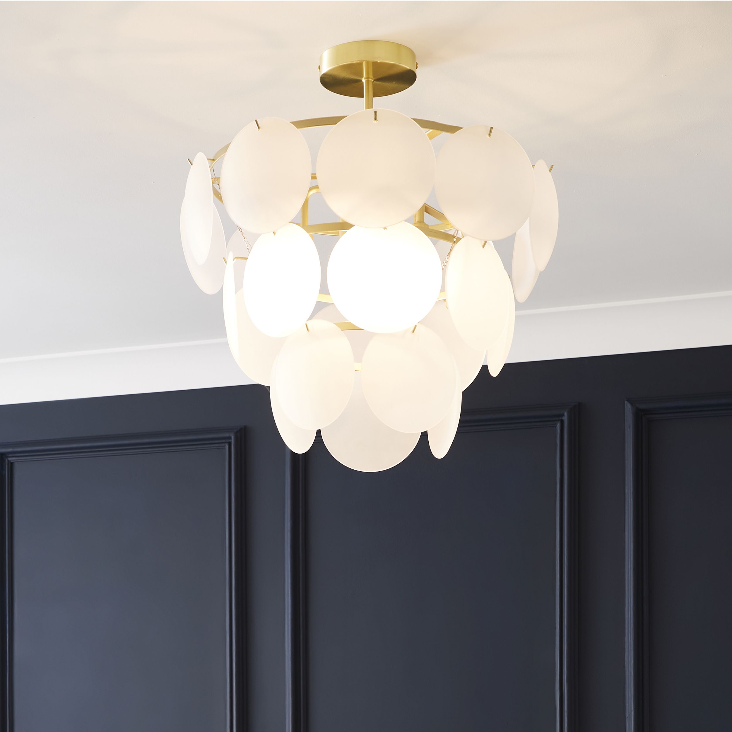The Lighting Edit Dyna Panel Satin Bronze effect Pendant ceiling light, (Dia)320mm