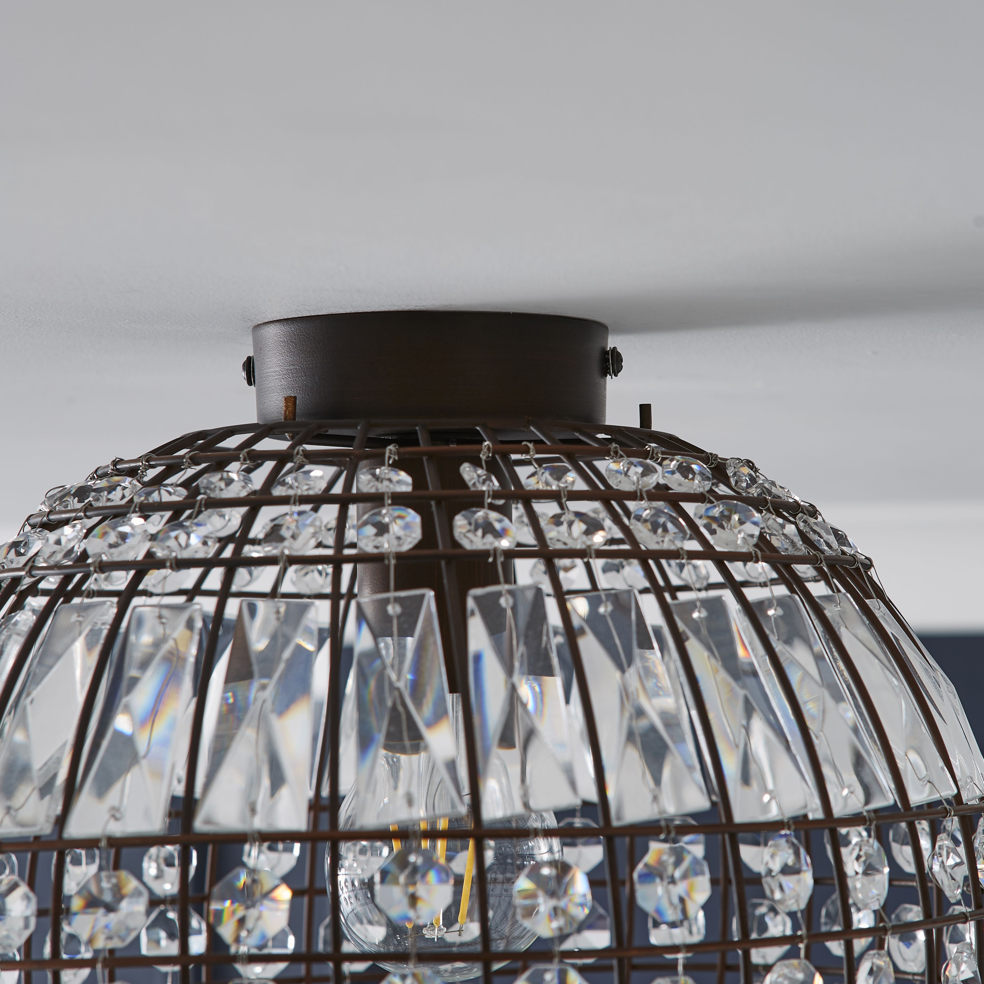 The Lighting Edit Gryphia Crystal Matt Glass & metal bronze effect Ceiling light