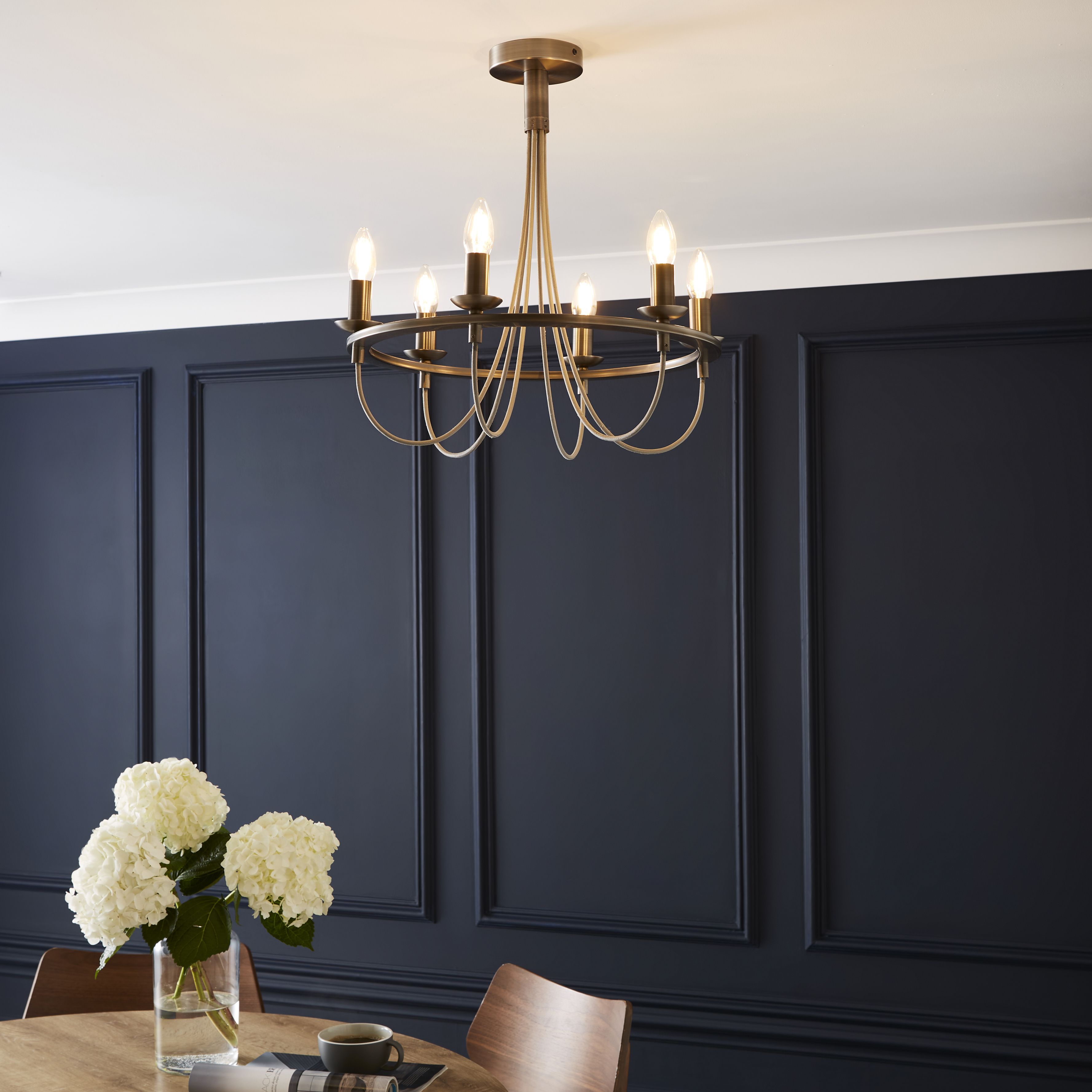 The Lighting Edit Massalia Matt Pewter effect 6 Lamp Pendant ceiling light, (Dia)500mm