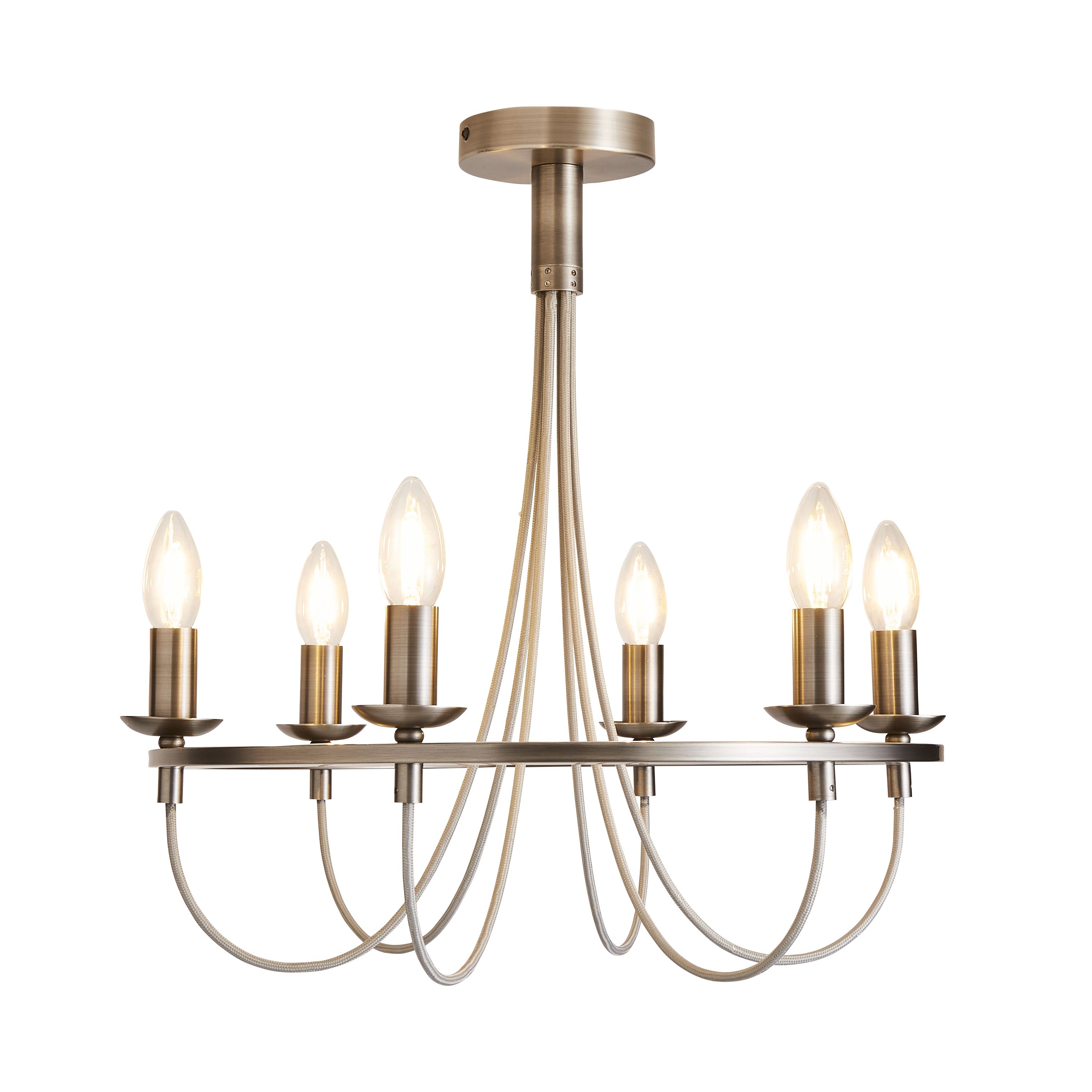 The Lighting Edit Massalia Matt Pewter effect 6 Lamp Pendant ceiling light, (Dia)500mm
