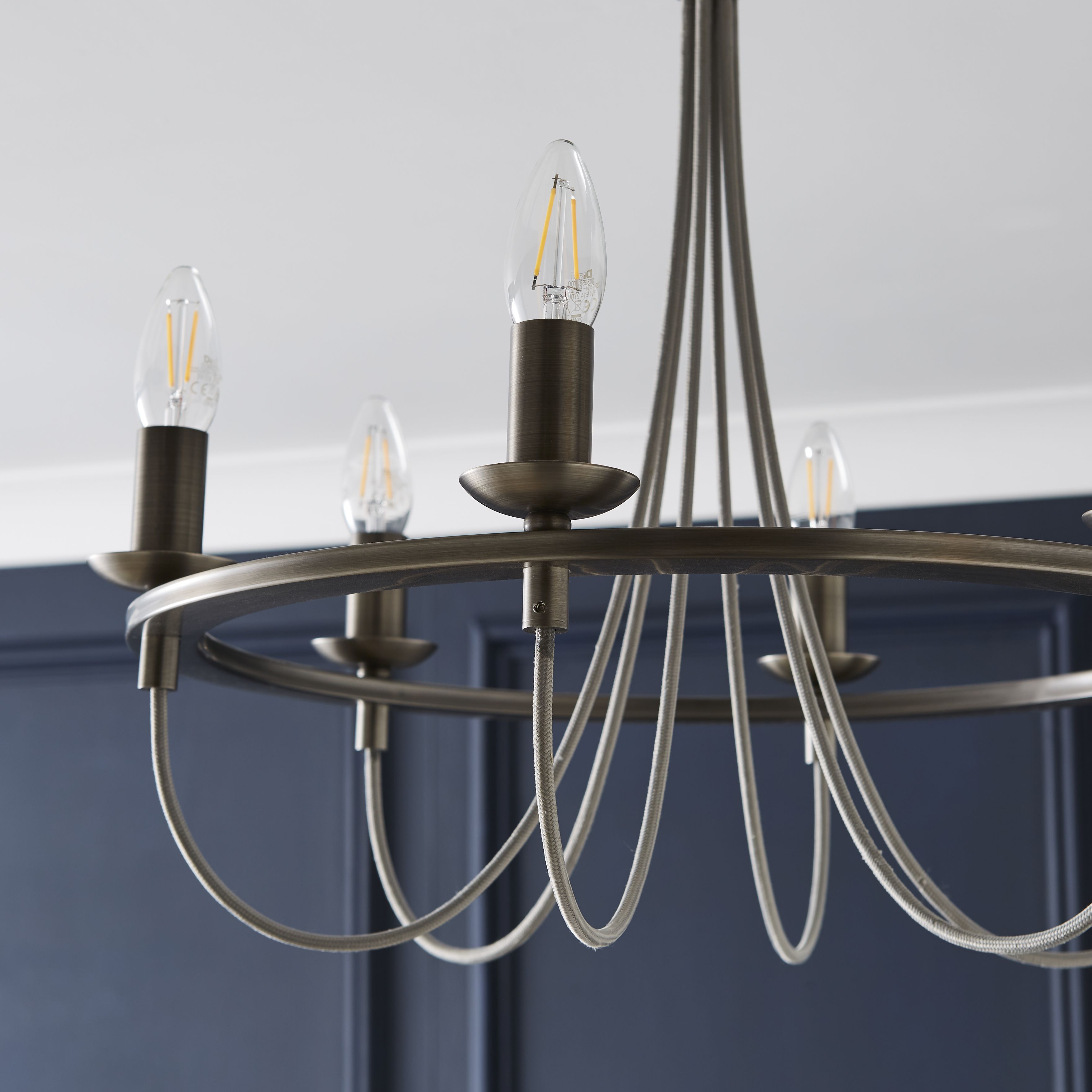 The Lighting Edit Massalia Matt Pewter effect 6 Lamp Pendant ceiling light, (Dia)500mm
