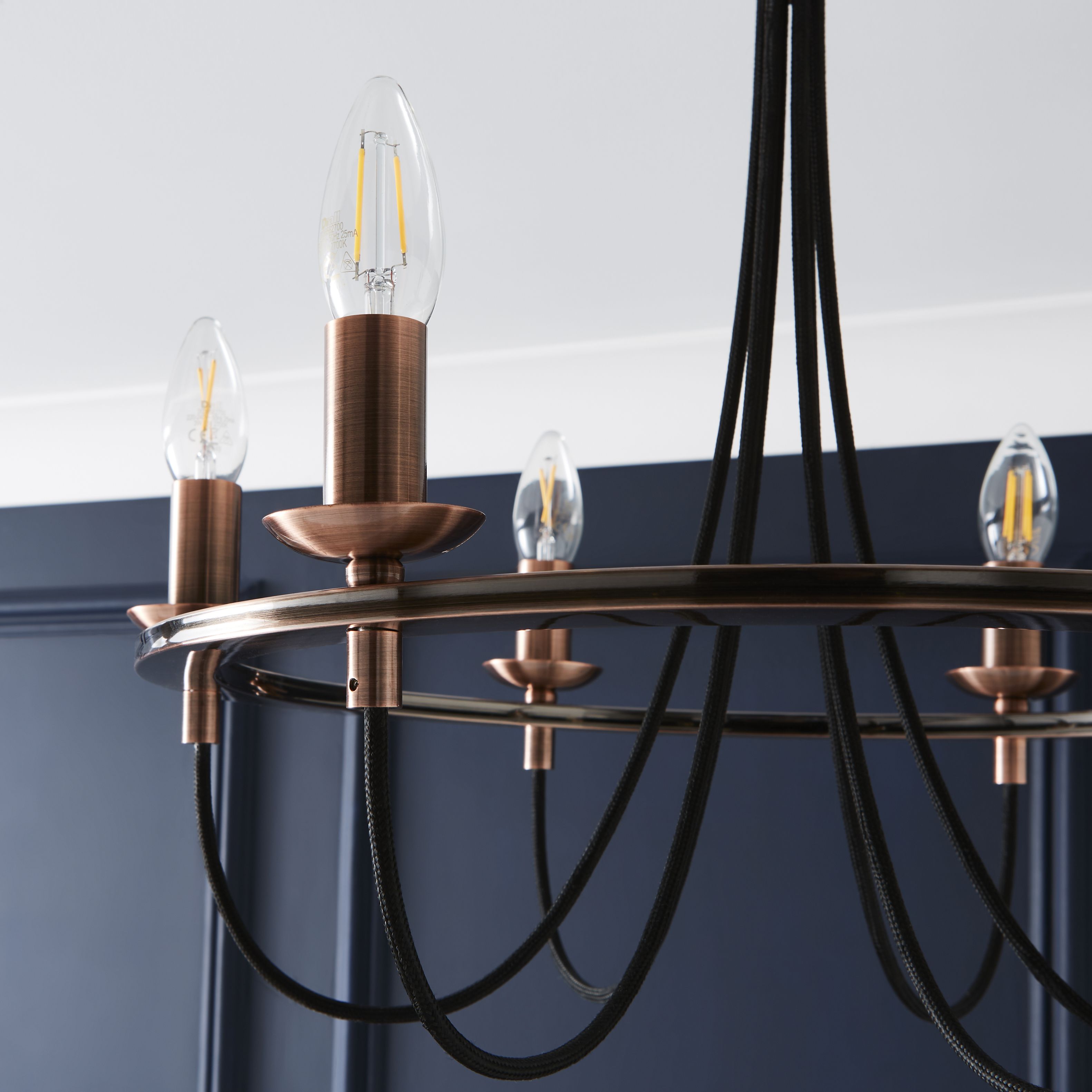 The Lighting Edit Massalia Satin copper effect 6 Lamp Pendant ceiling light, (Dia)500mm