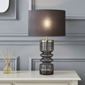 The Lighting Edit Mimi Ribbed Smoky tinted effect Table lamp