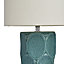 The Lighting Edit Mona Scalloped Turquoise Cylinder Table lamp