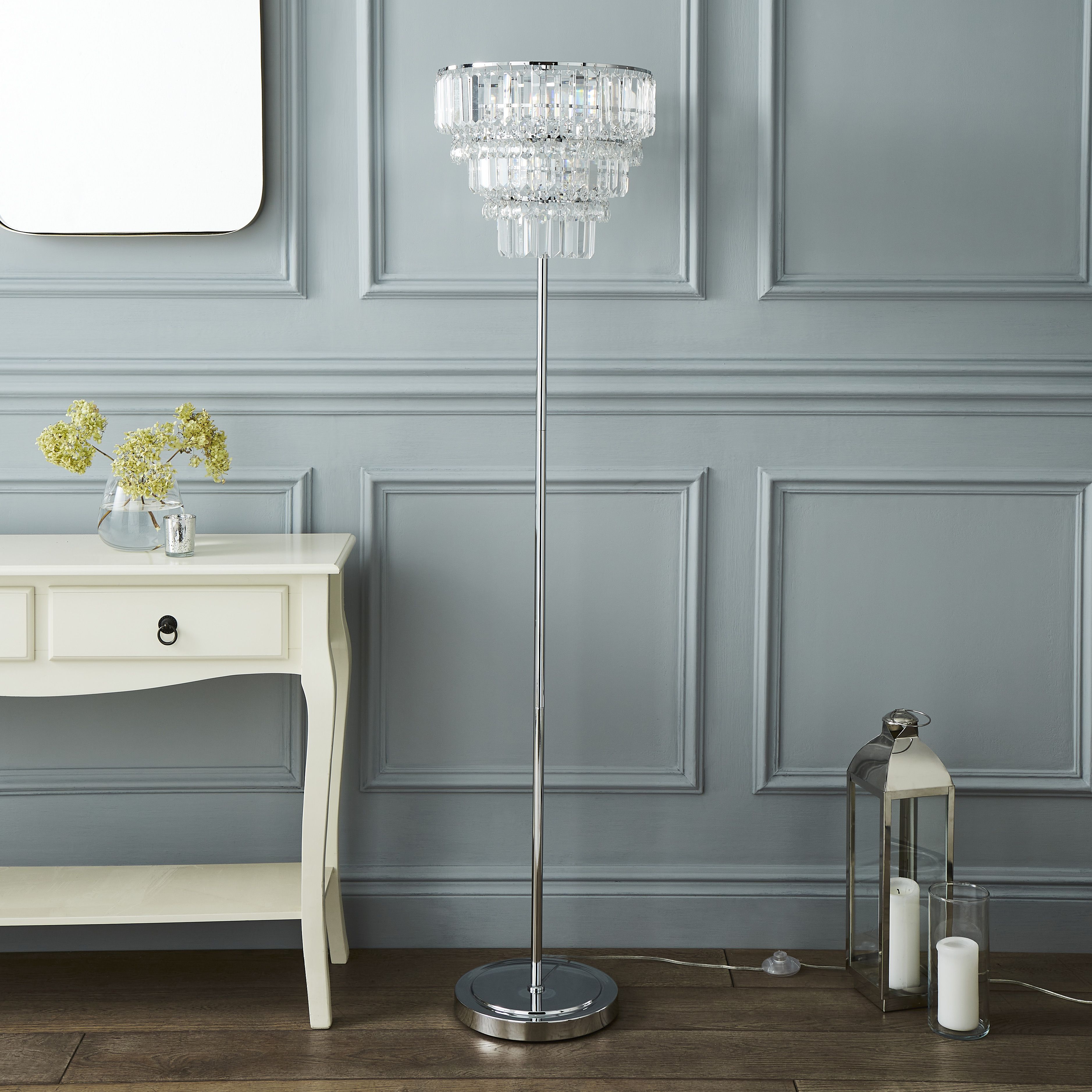 The Lighting Edit Schorr Crystal Chrome effect Floor lamp
