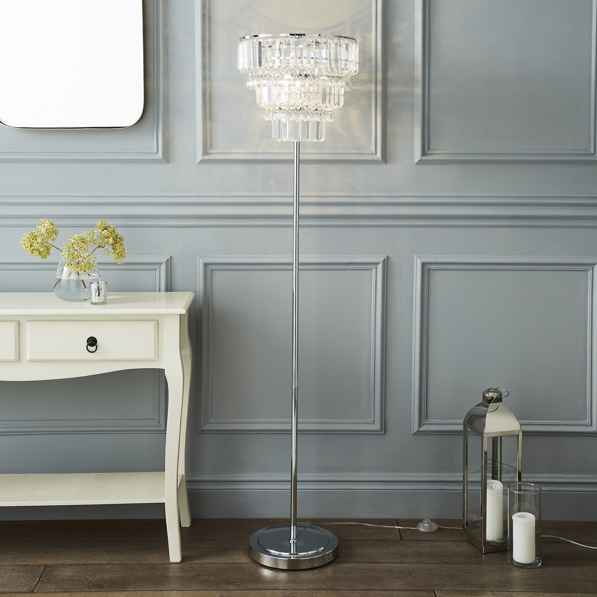 The Lighting Edit Schorr Crystal Chrome effect Floor lamp