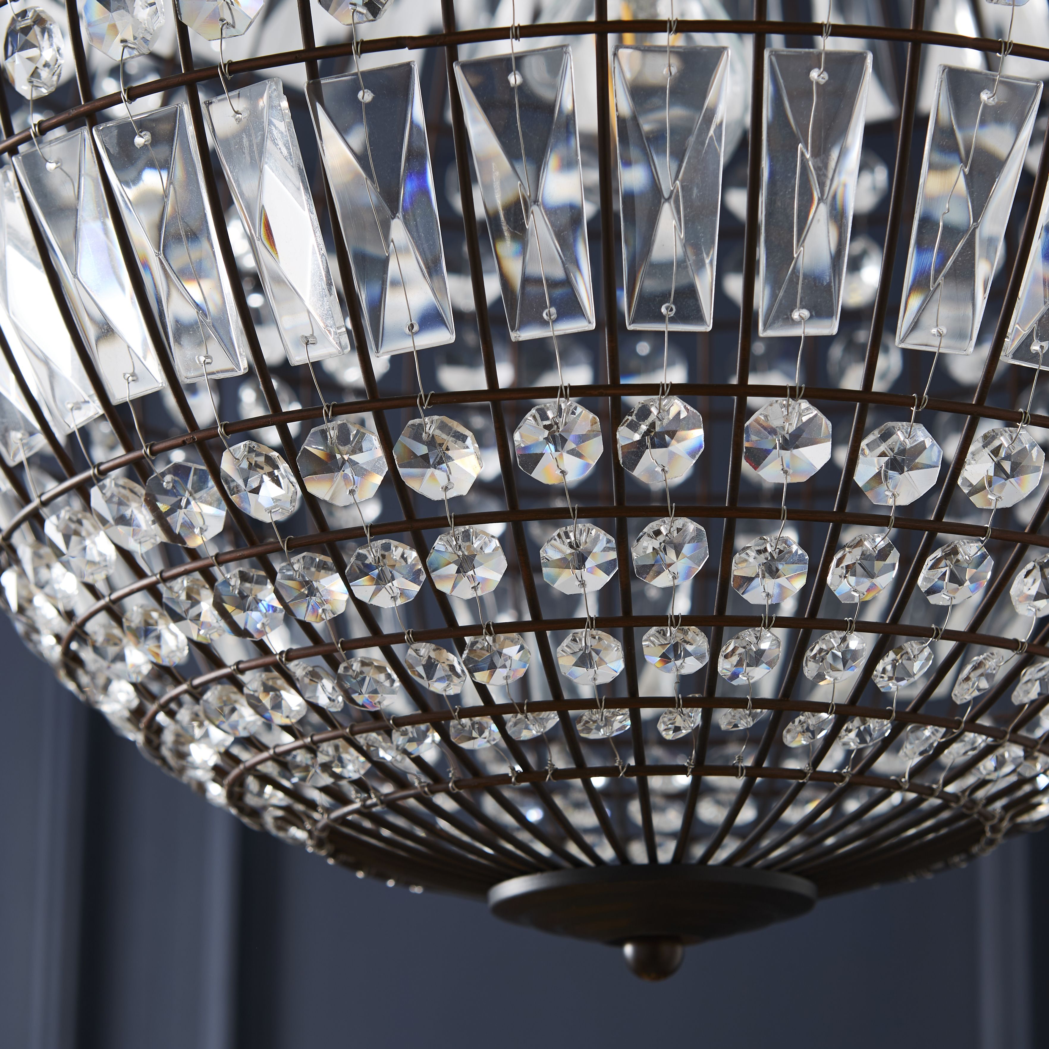 The Lighting Edit Tolli Crystal Matt bronze effect Pendant ceiling light, (Dia)440mm