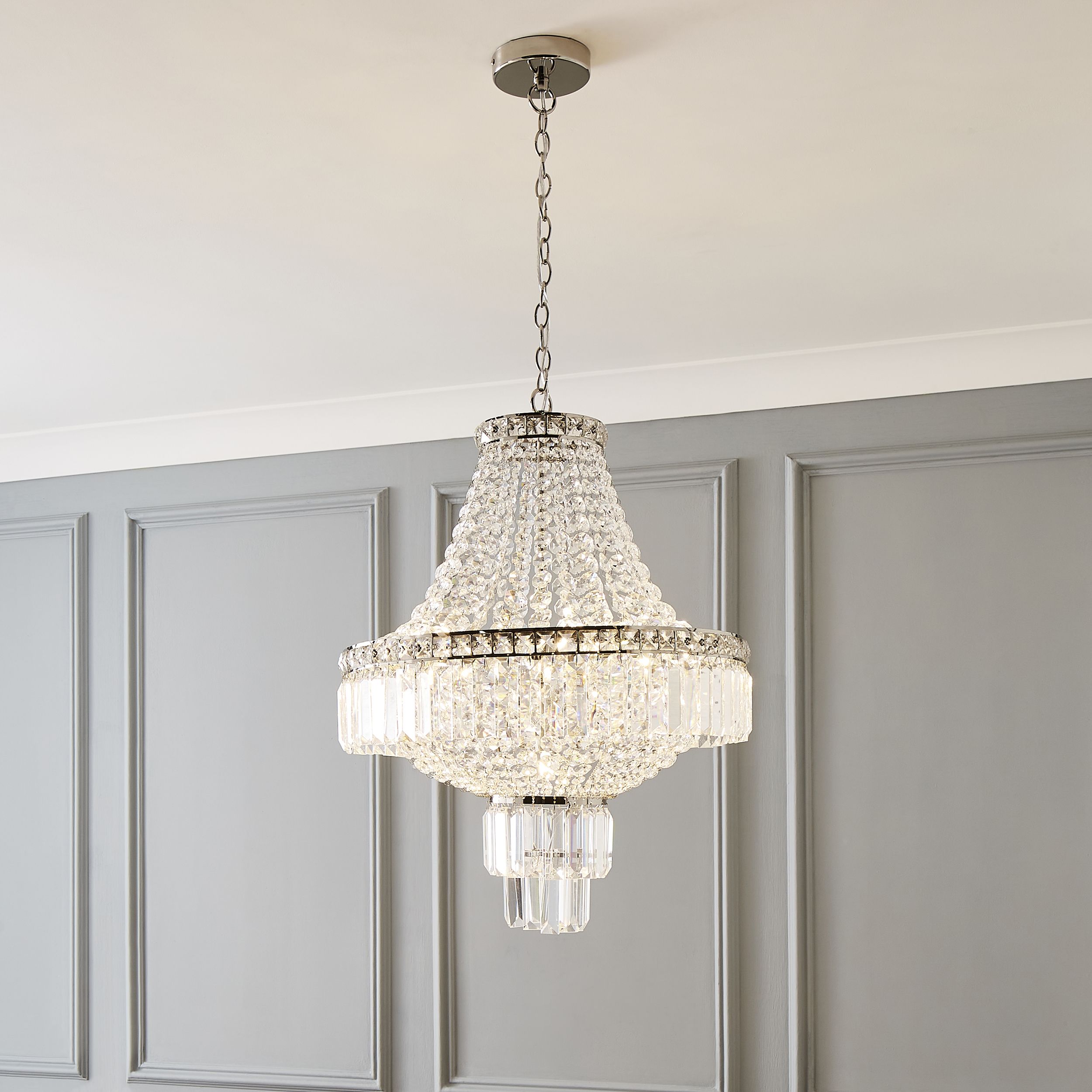 The Lighting Edit Tolo Gloss polished nickel effect 5 Lamp Pendant ceiling light, (Dia)500mm