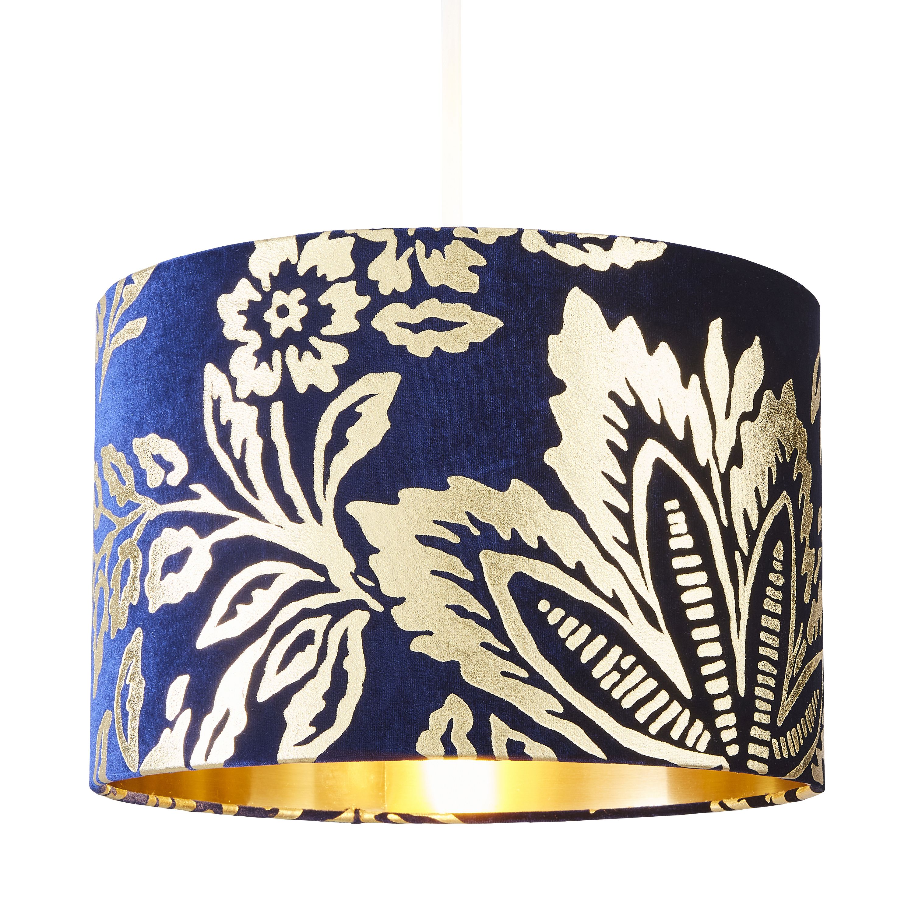 The Lighting Edit Varuna Navy Velvet effect Floral Light shade (D)30cm