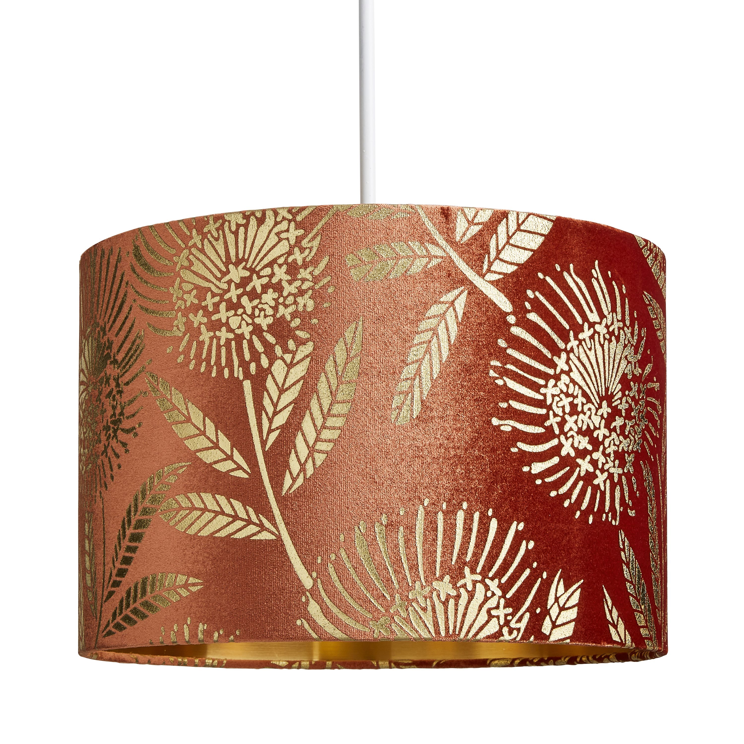 The Lighting Edit Varuna Orange Velvet effect Floral Light shade (D)30cm