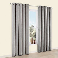 Thornbury Grey Lined Eyelet Curtains (W)228cm (L)228cm, Pair