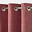 Tiga Red Plain Unlined Eyelet Curtain (W)167cm (L)228cm, Single
