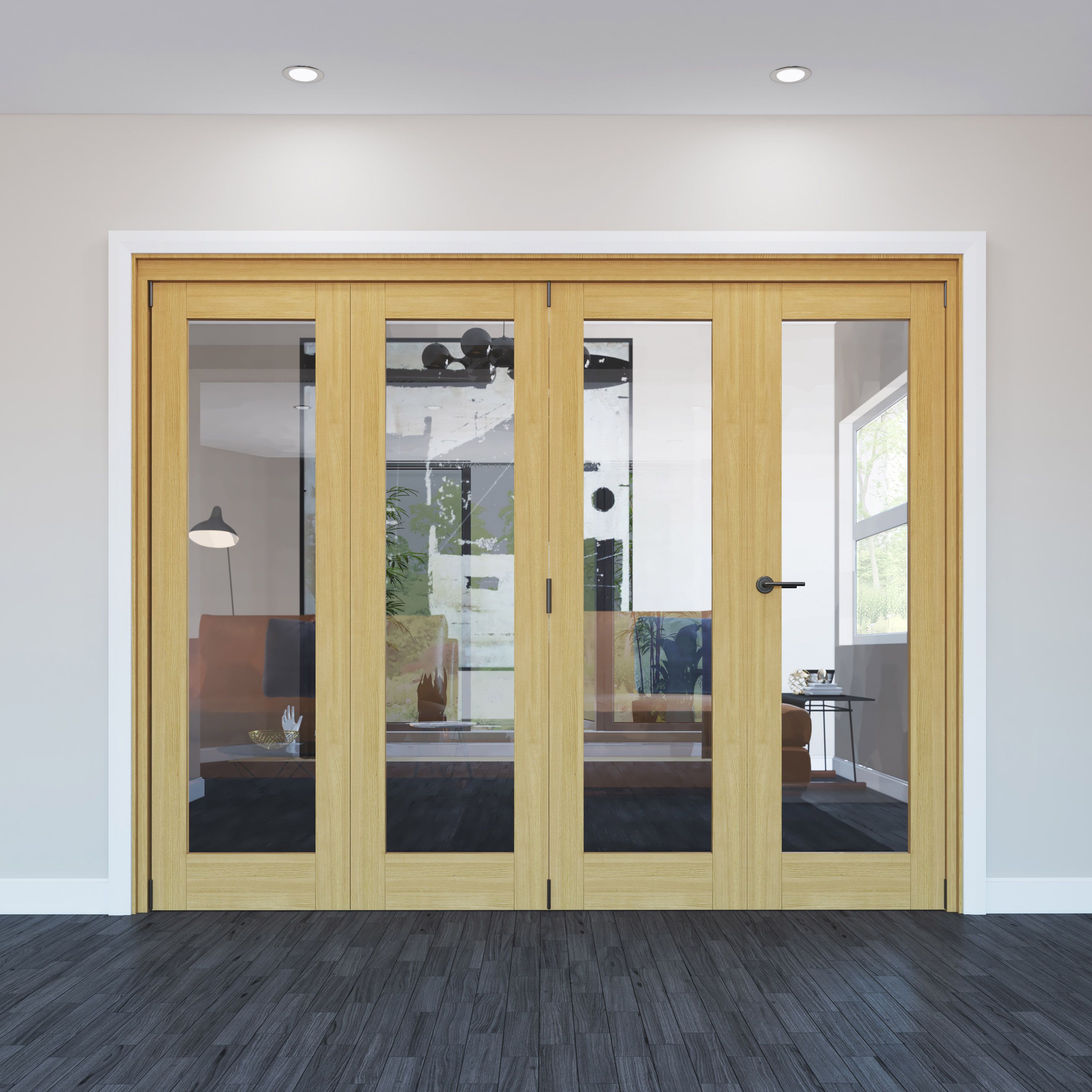 Timber Internal Bi-fold Door set, (H)2060mm (W)2369mm