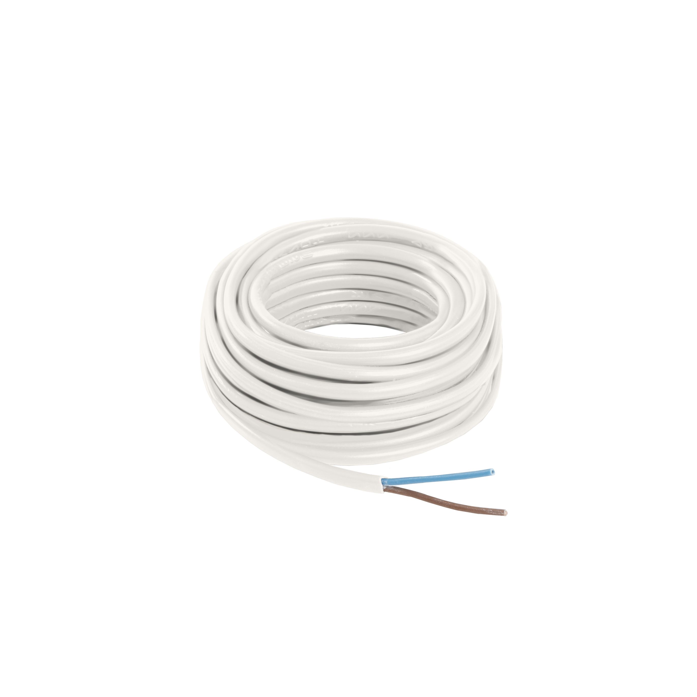 Time 2192Y White 2-core Flexible Cable 0.75mm² x 5m
