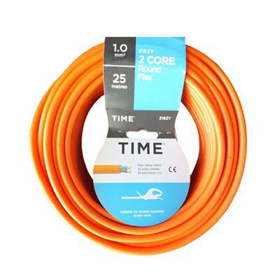 Time 3182Y Orange 2-core Cable 1mm² x 25m