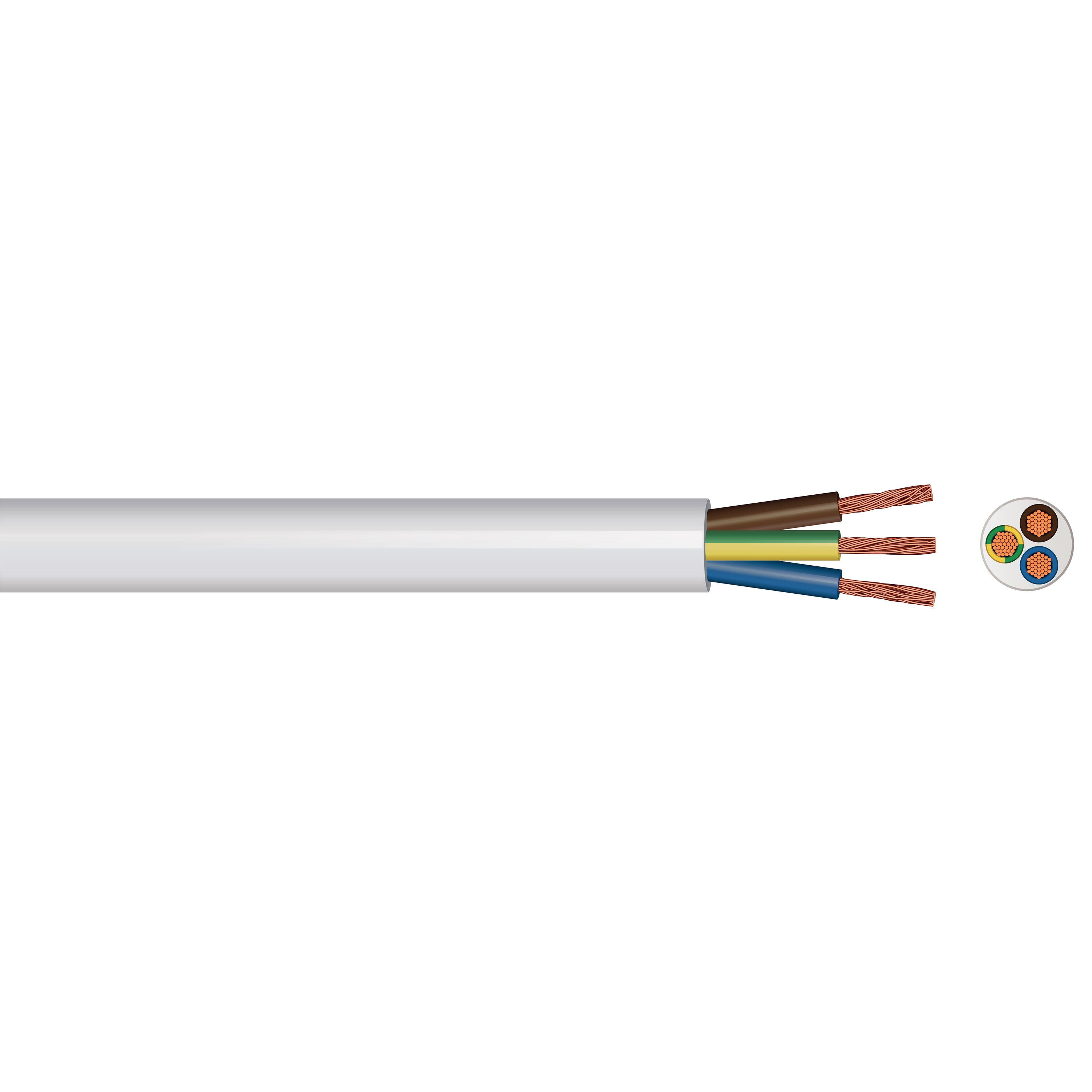 Time 3183B White 3-core Cable 0.75mm² x 100m