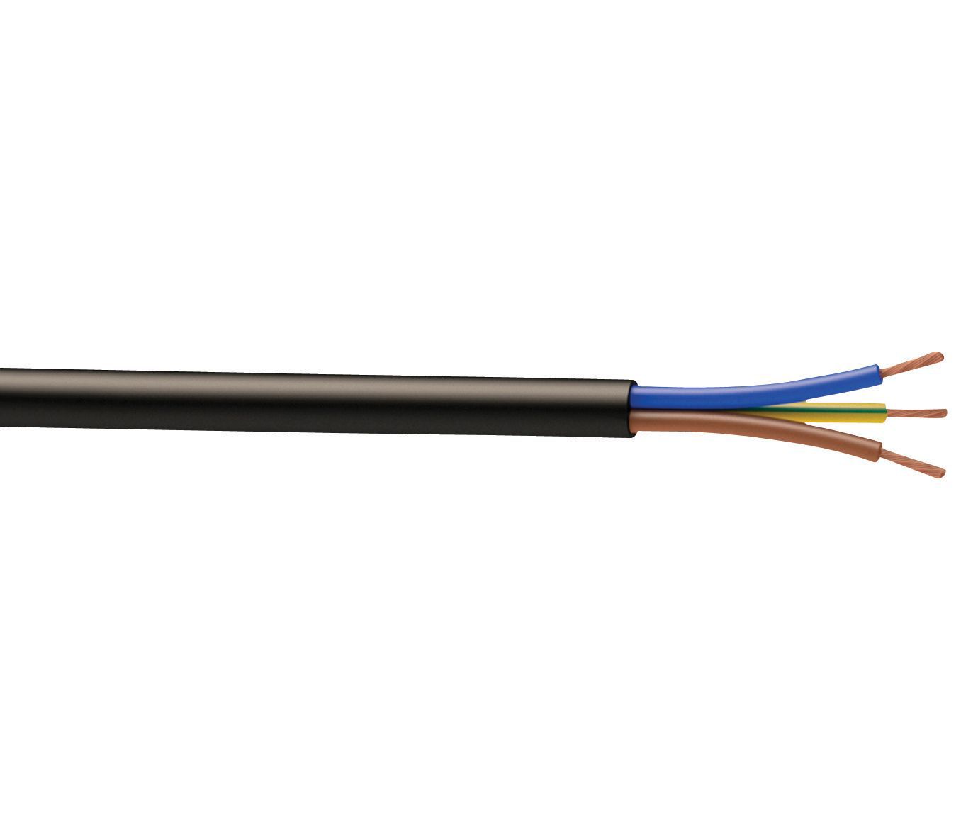 Time 3183Y Black 3-core Flexible Cable 1.5mm² x 50m