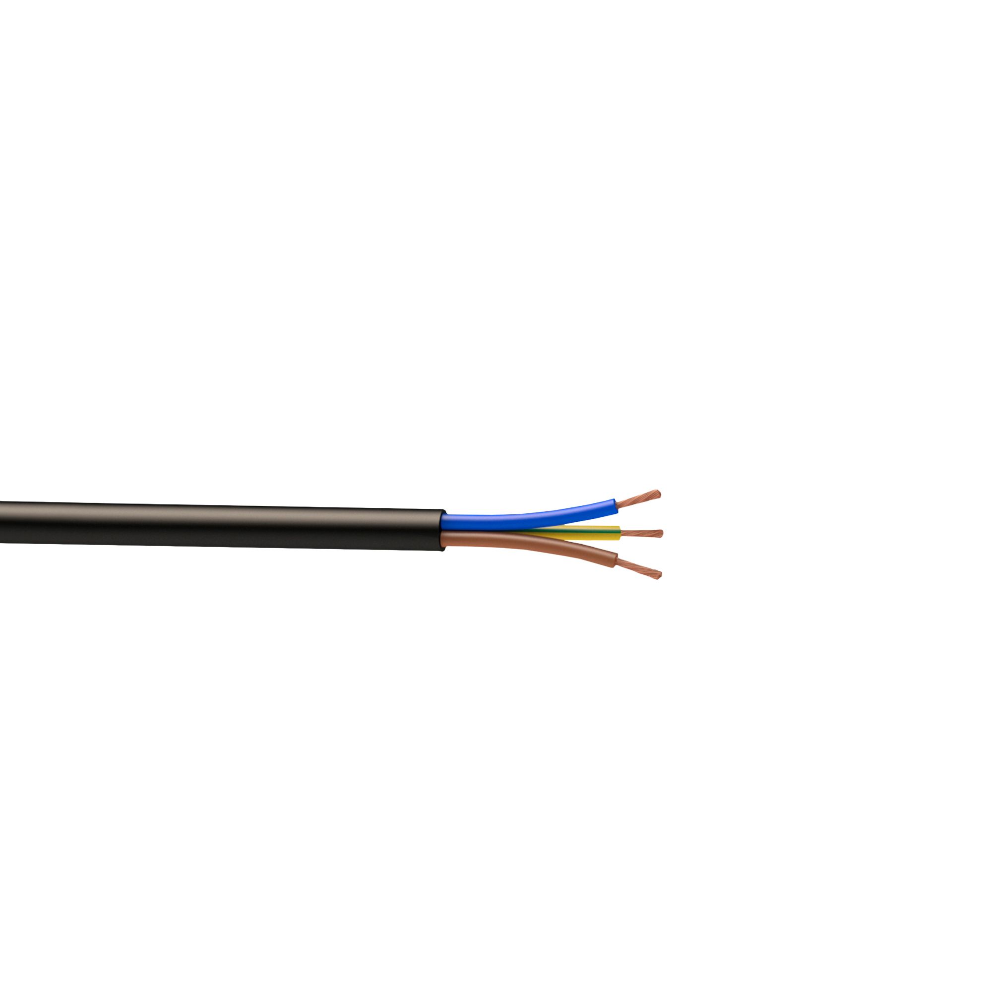 Time 3183Y Black 3-core Flexible Cable 1.5mm² x 50m