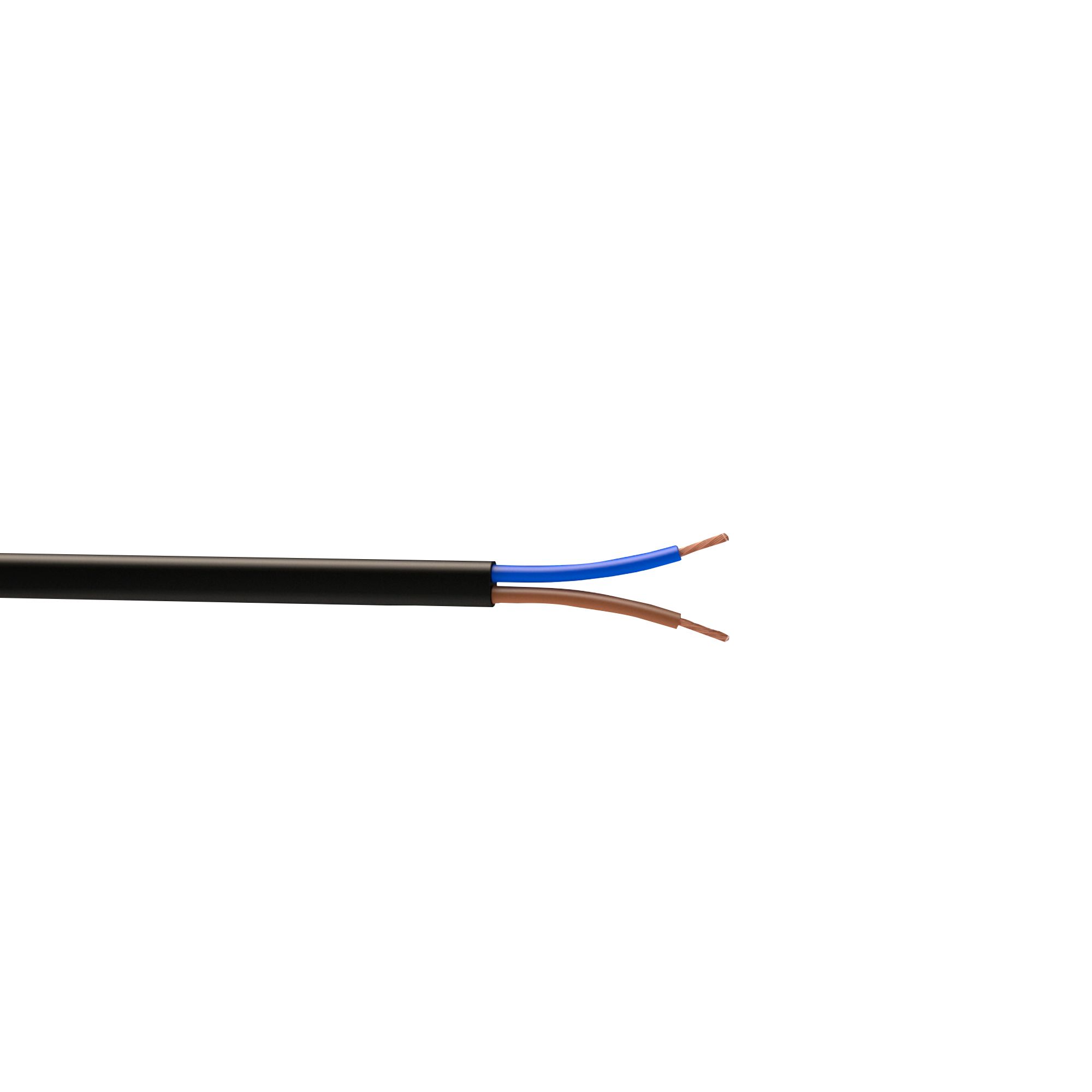 Time Black 2-core Flexible Cable 0.75mm² x 25m