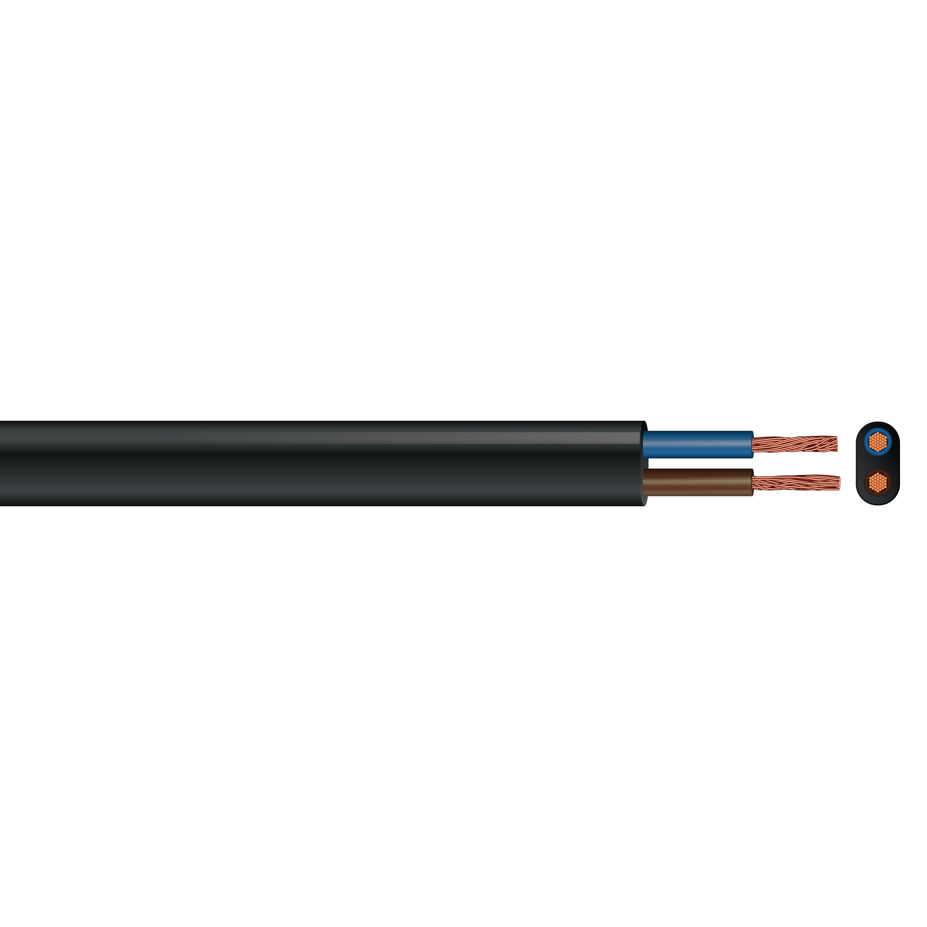 Time Black 2-core Flexible Cable 0.75mm² x 5m