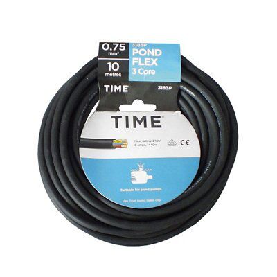 Time Black 3-core Pond Cable 0.75mm² x 10m