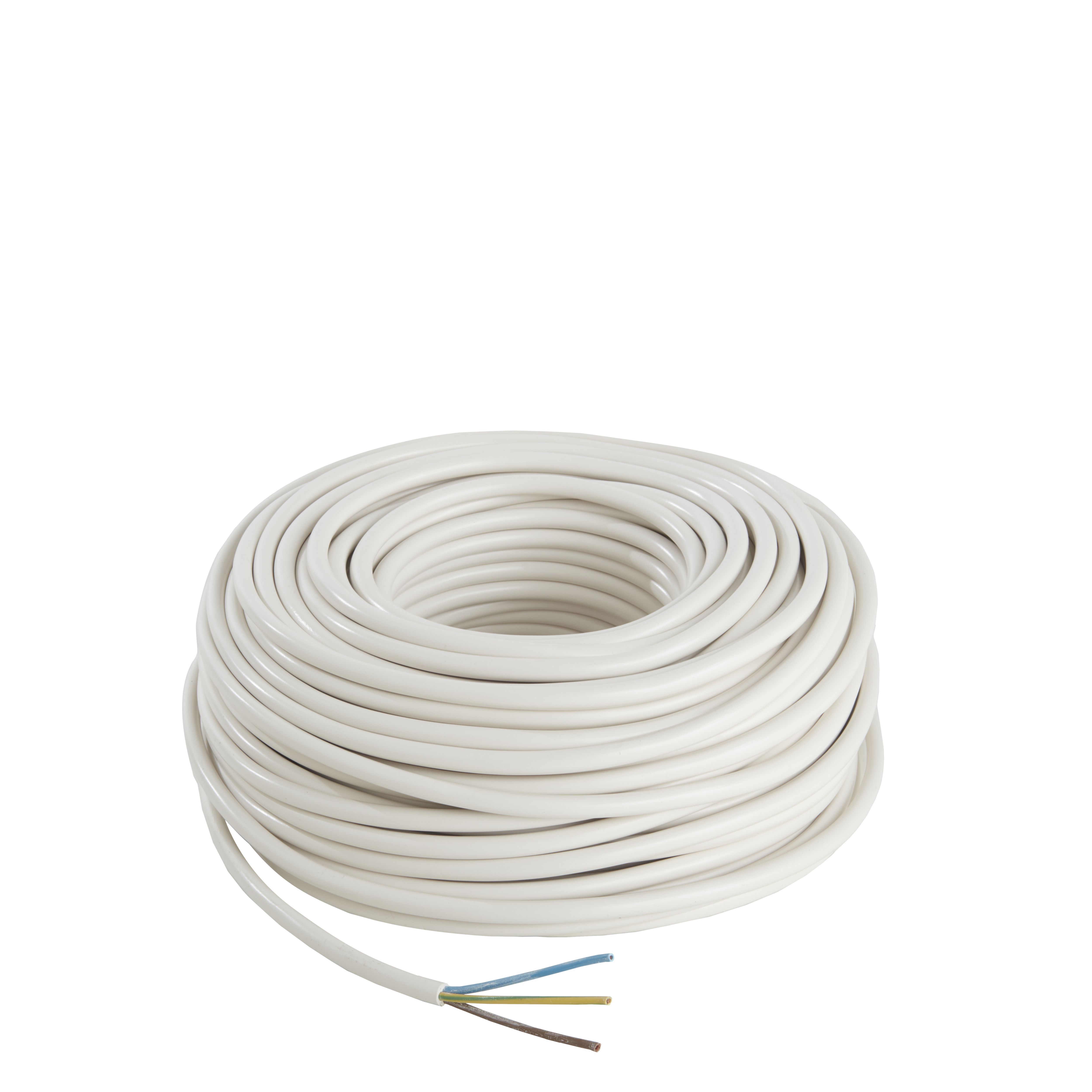 Time White 3-core Flexible Cable 1.5mm² x 50m