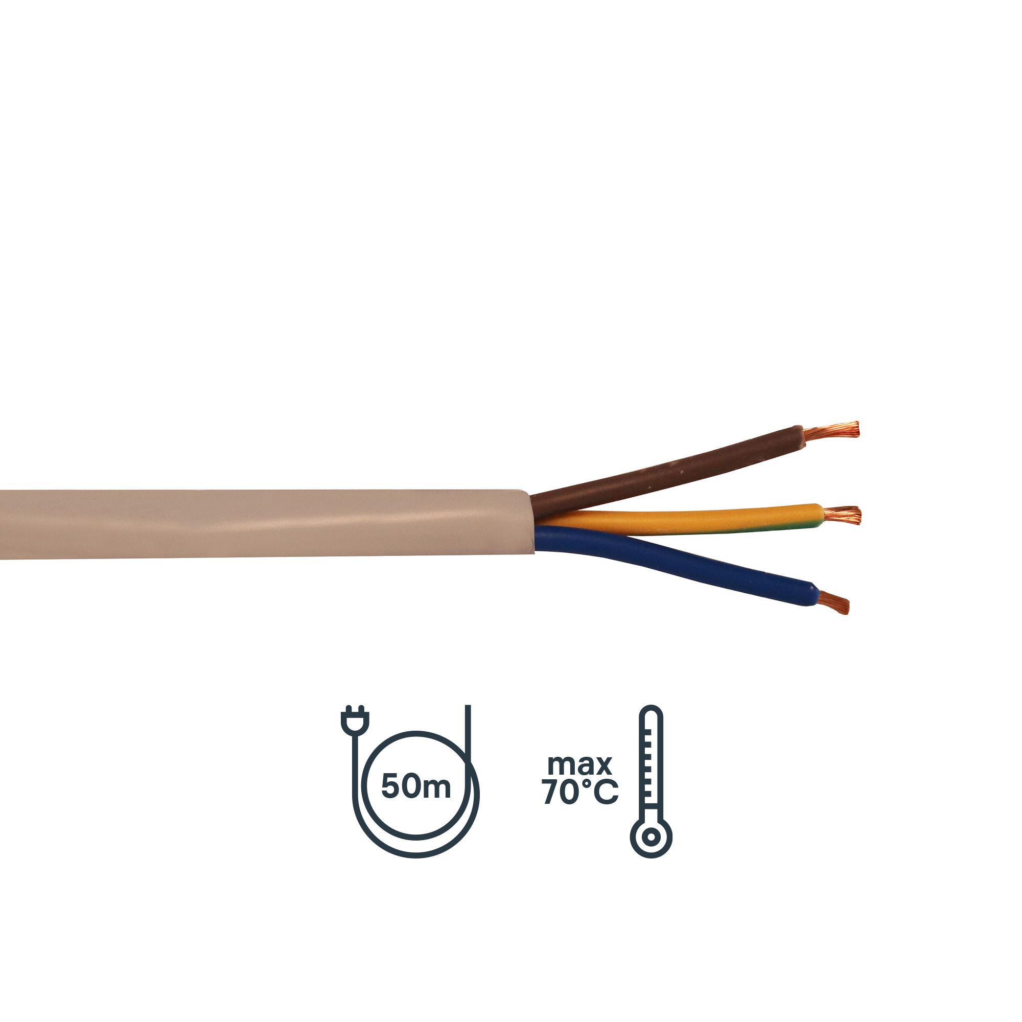 Time White 3-core Flexible Cable 2.5mm² x 50m | Tradepoint