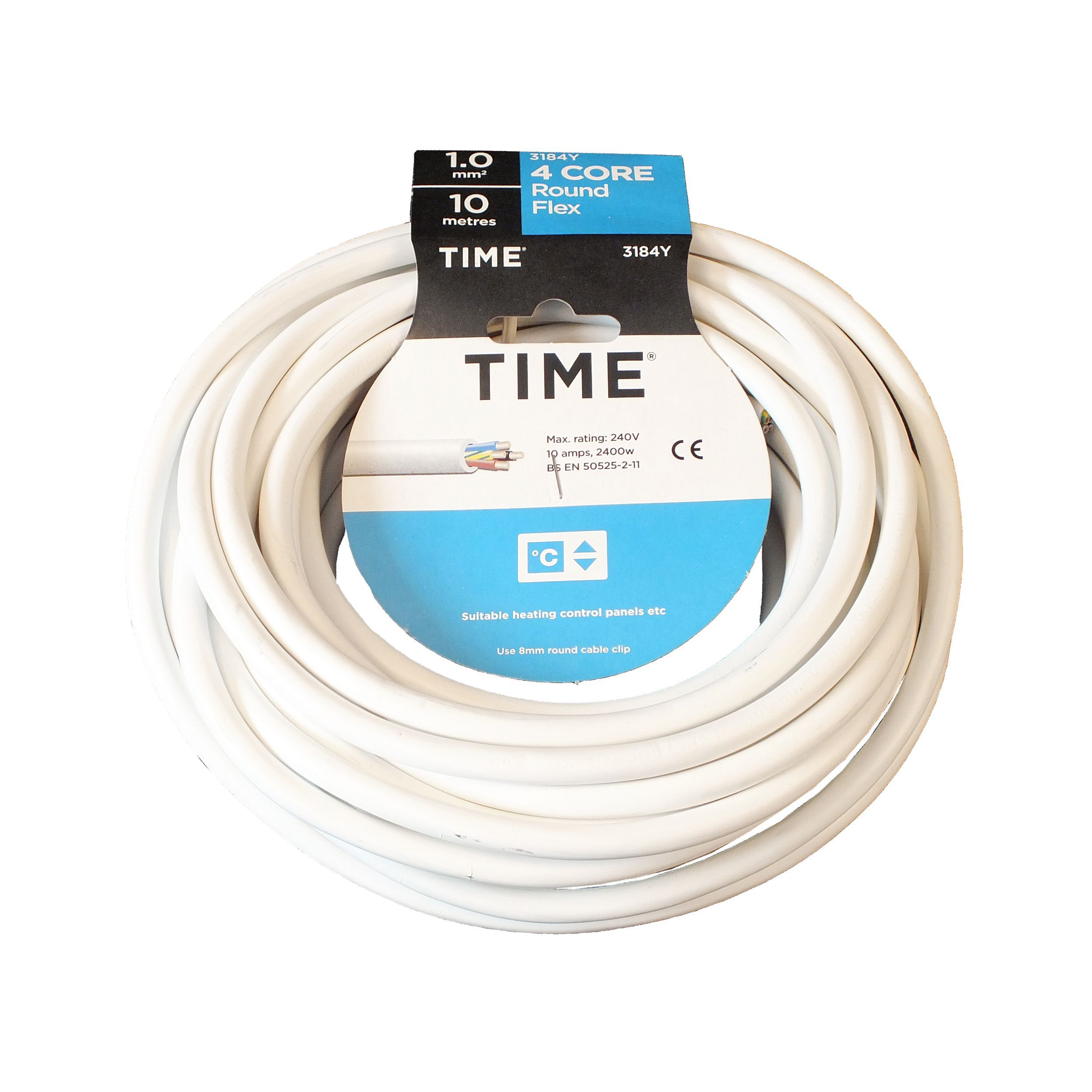 Time White 4-core Flexible Cable 1mm² x 10m