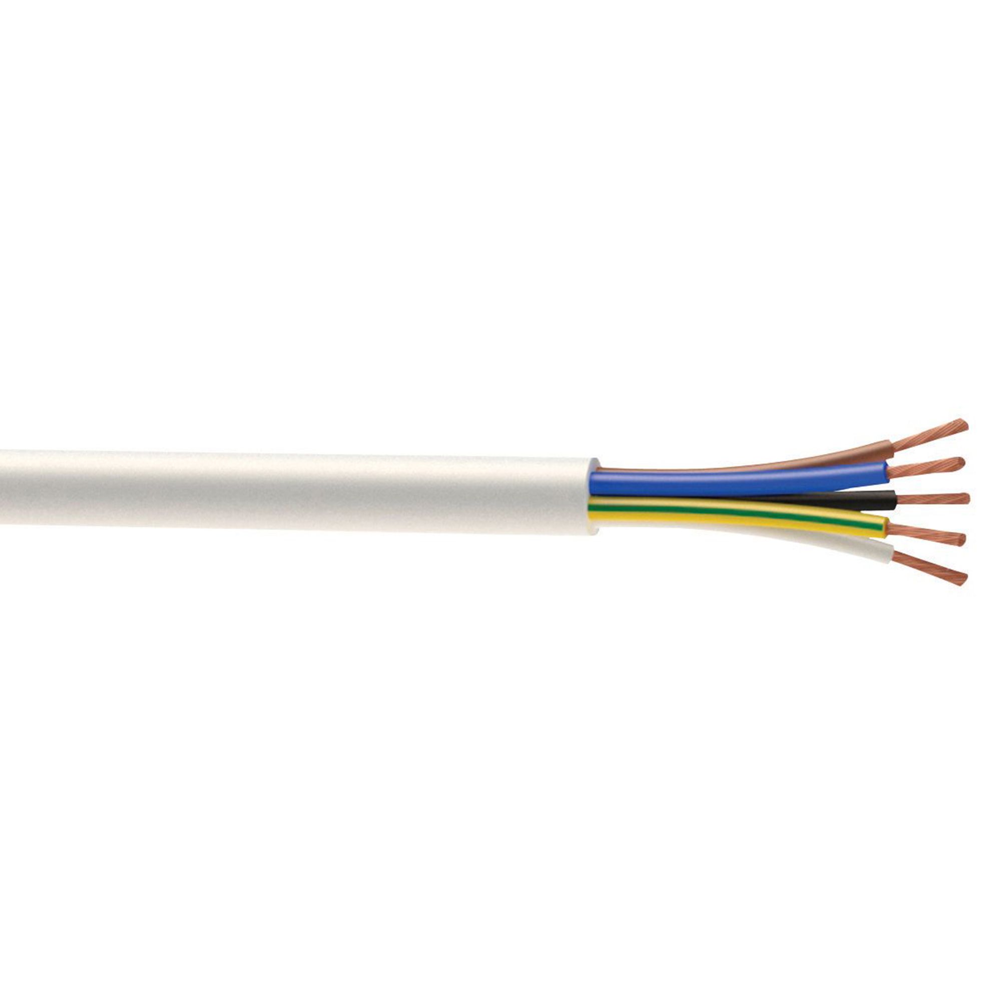 Time White 5-core Flexible Cable 1mm² x 5m