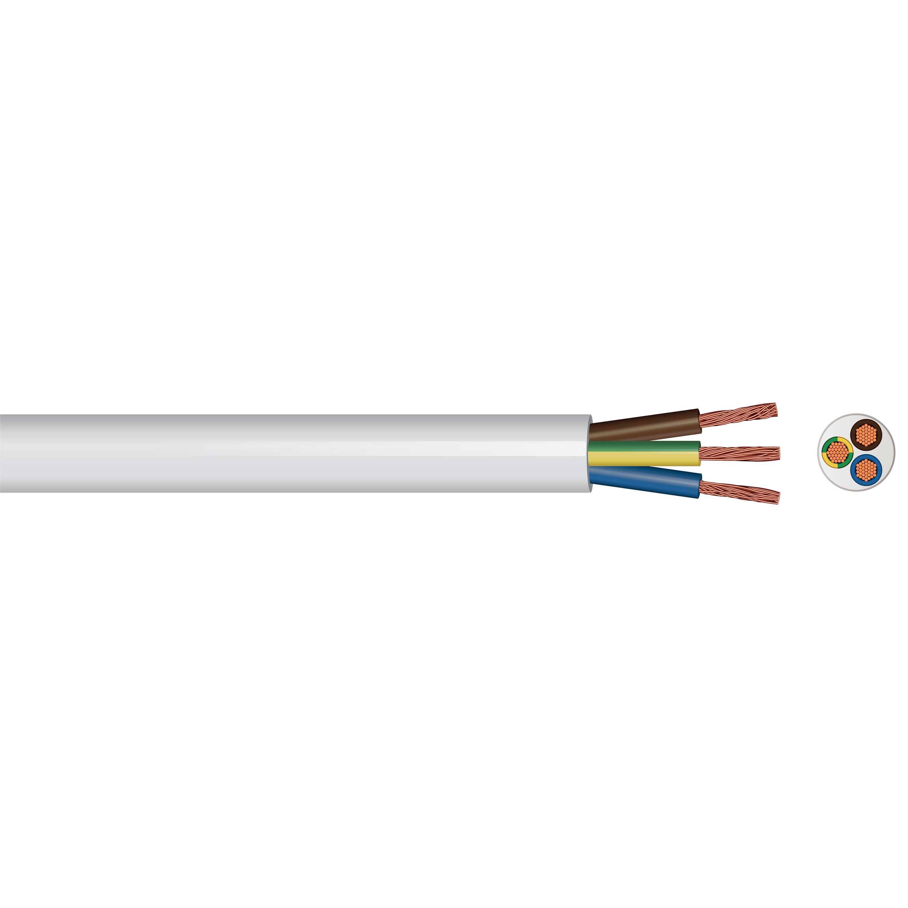 Time White Heat resistant 3-core Flexible Cable 0.75mm² x 5m