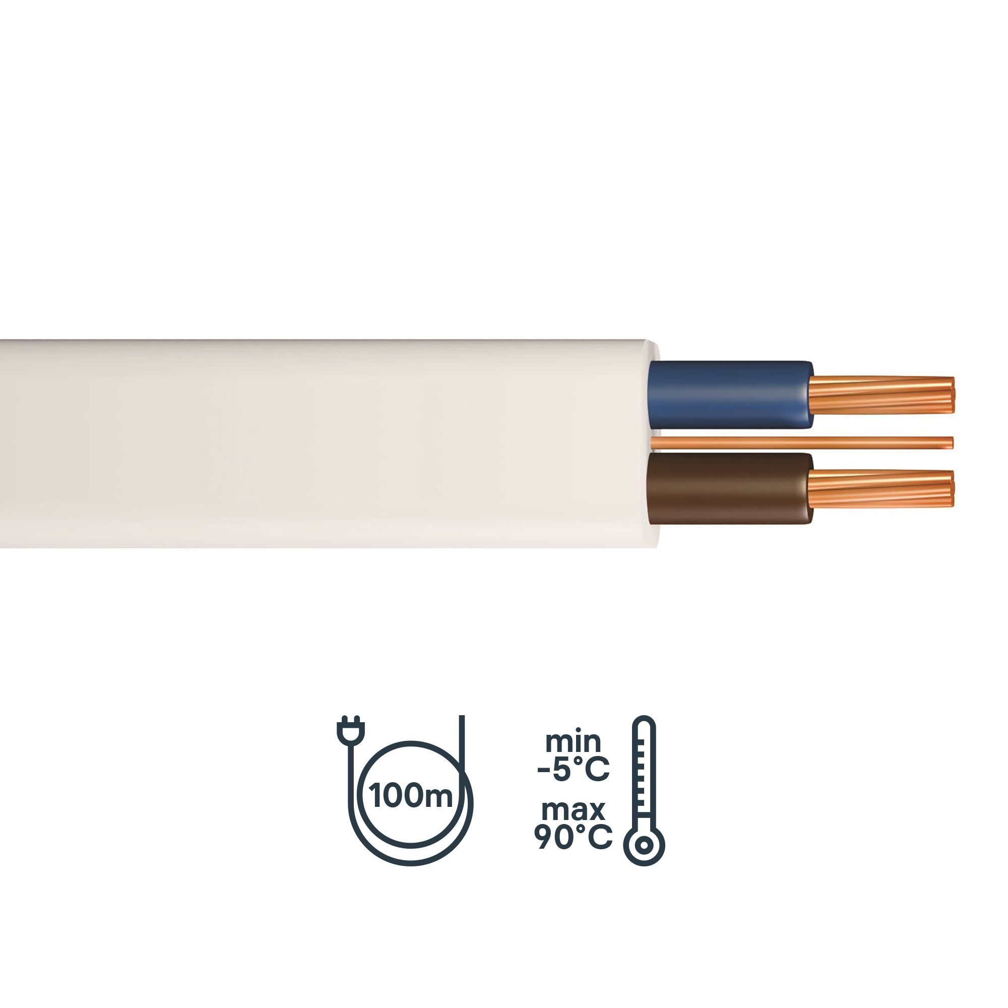 Time White Twin & earth Cable 2.5mm² x 100m