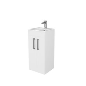 Timsbury Gloss White Freestanding Cloakroom vanity unit & basin set (W)40mm (H)85mm