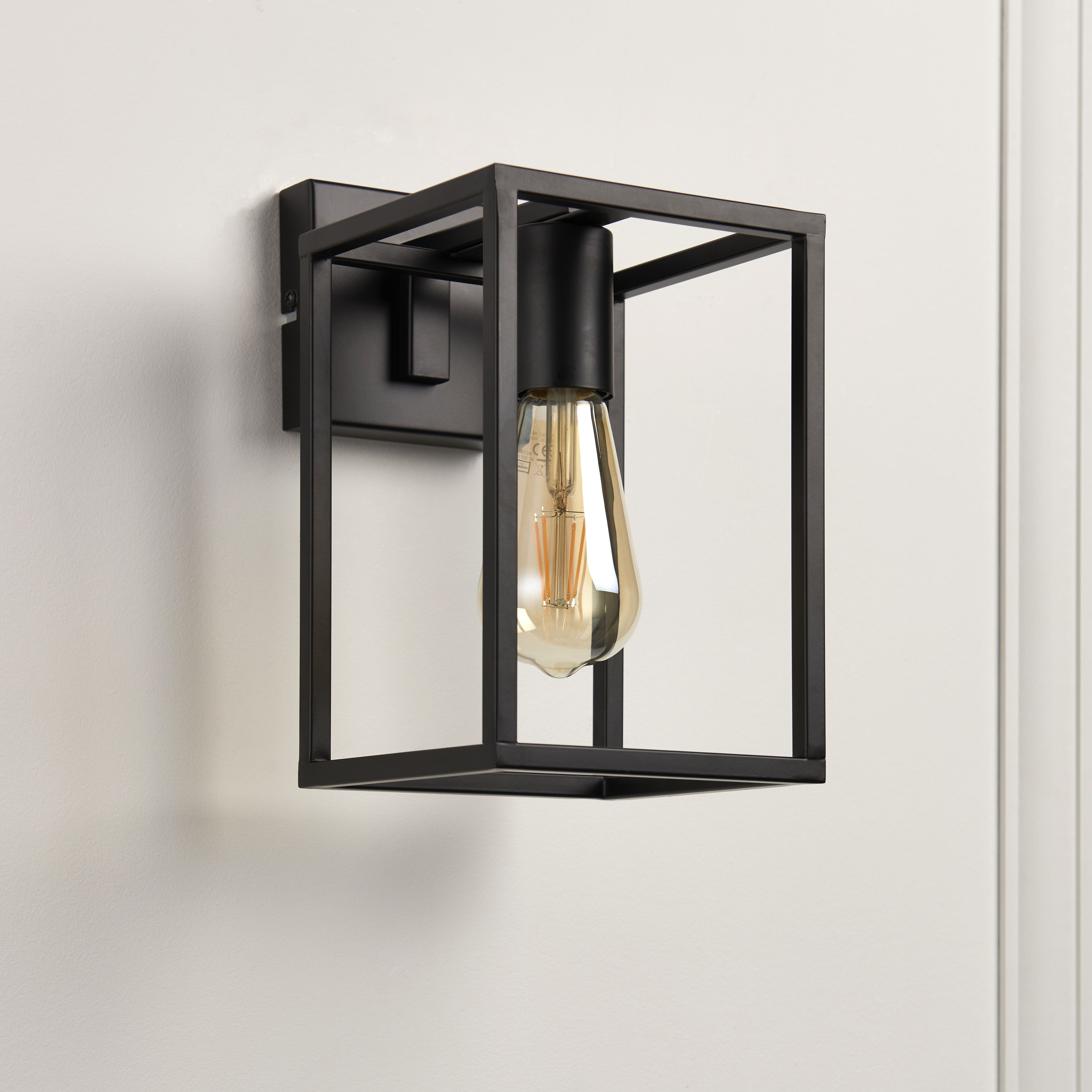 Titan Box Matt Black Wired Wall light