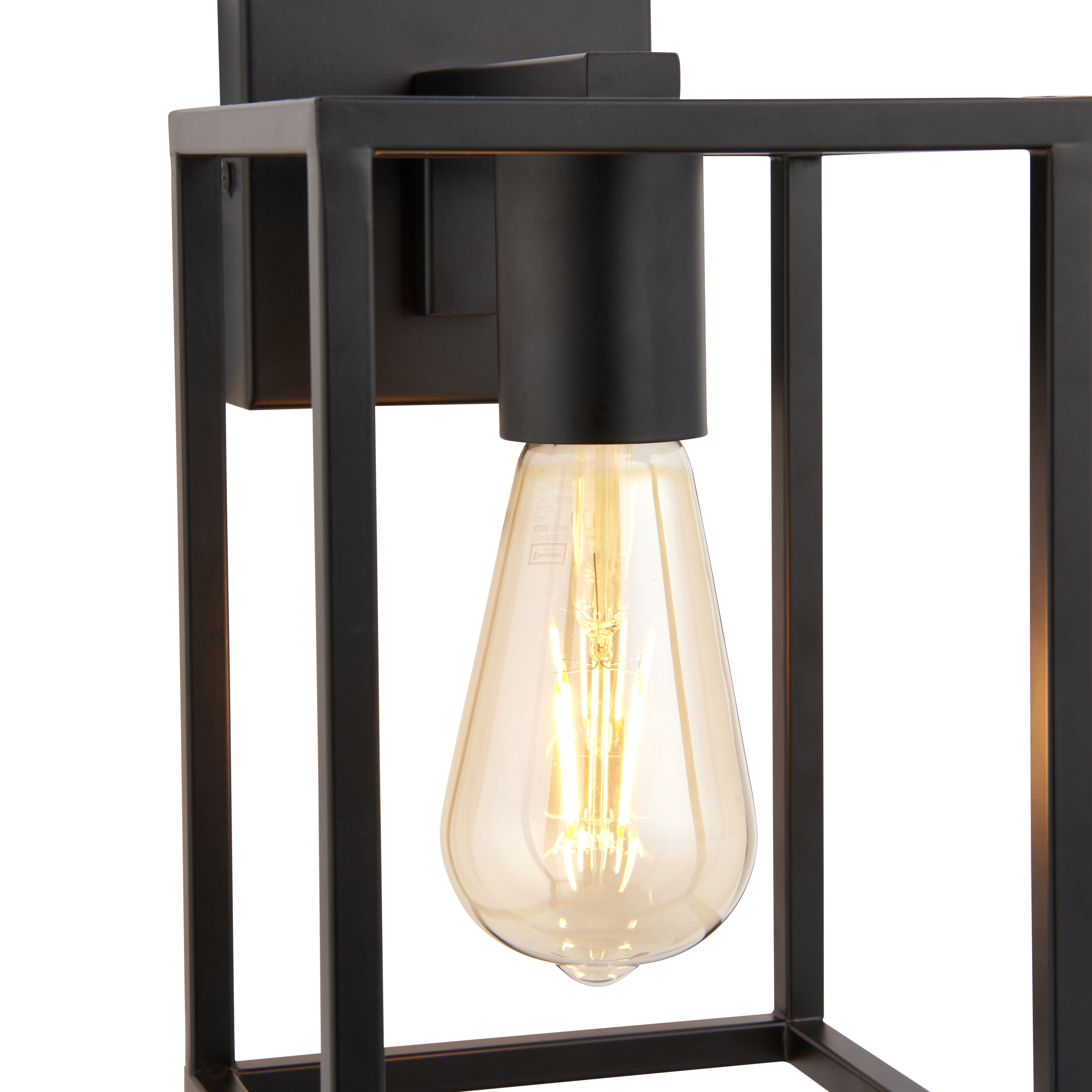 Titan Box Matt Black Wired Wall light
