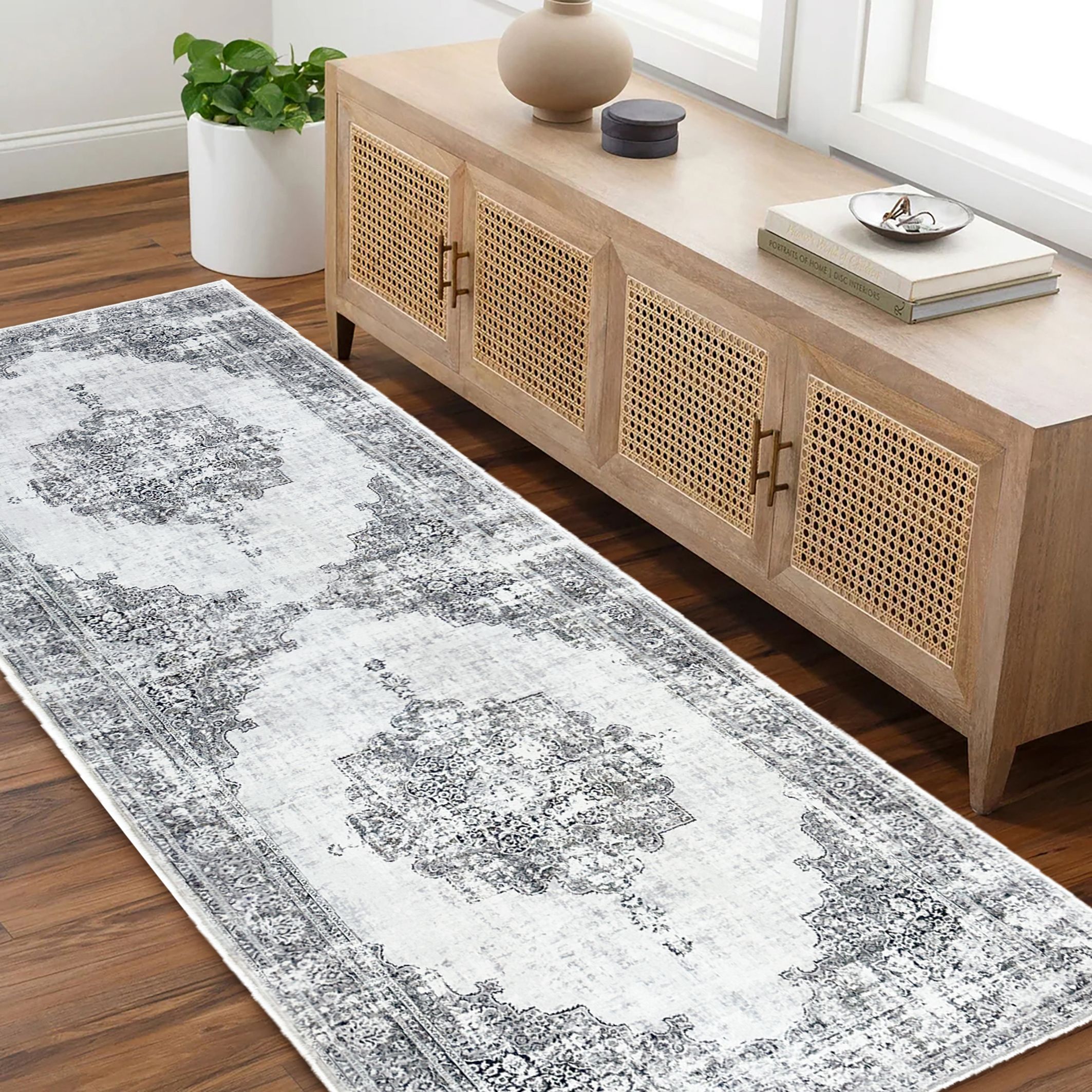Tokyo Grey Medallion Medium Runner, (L)180cm x (W)60cm